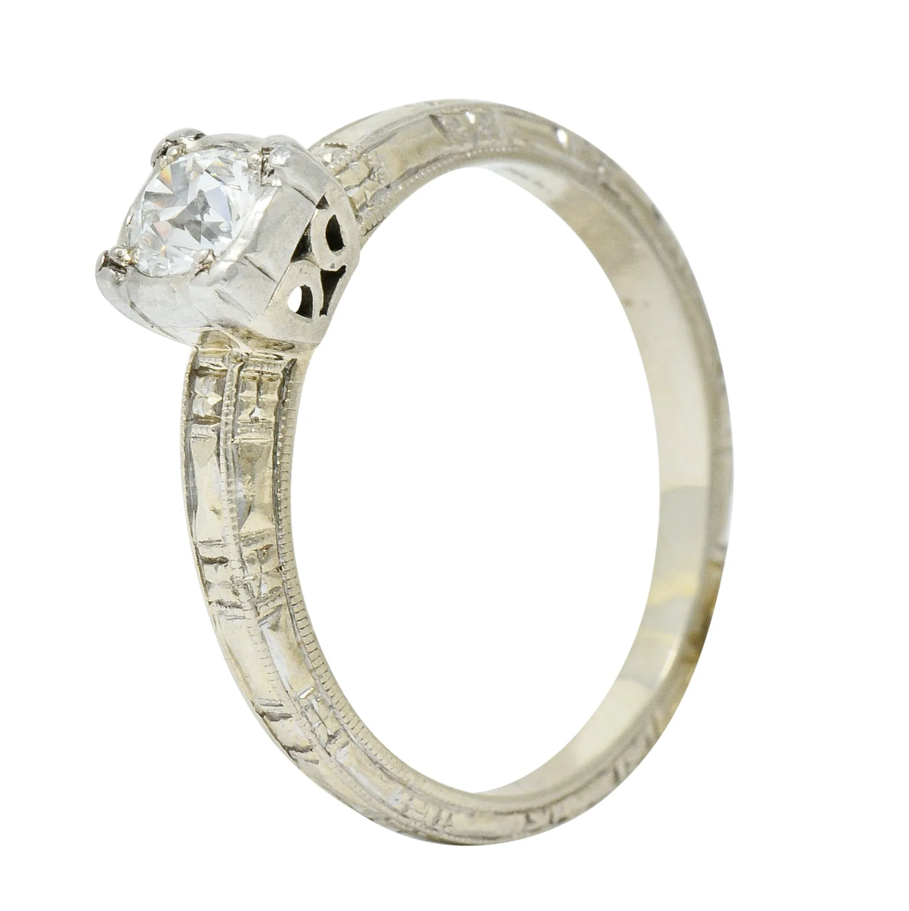 Art Deco 0.35 CTW Diamond 14 Karat White Gold Engagement Ring