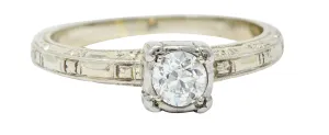Art Deco 0.35 CTW Diamond 14 Karat White Gold Engagement Ring