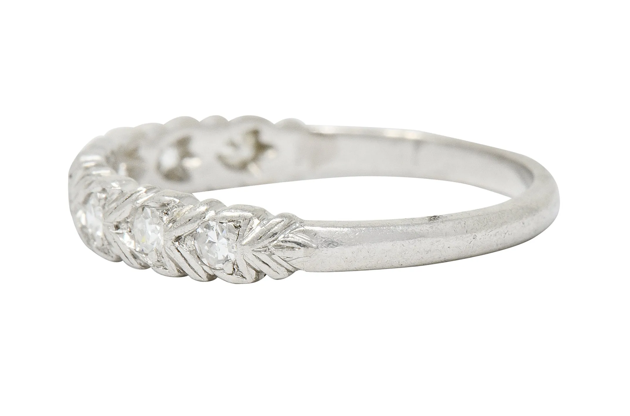 Art Deco 0.35 CTW Diamond Platinum Foliate Band Ring