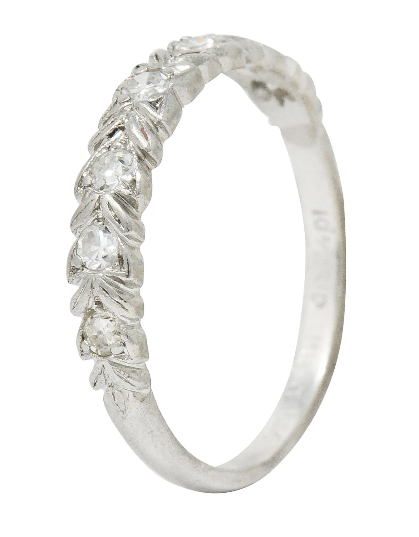 Art Deco 0.35 CTW Diamond Platinum Foliate Band Ring