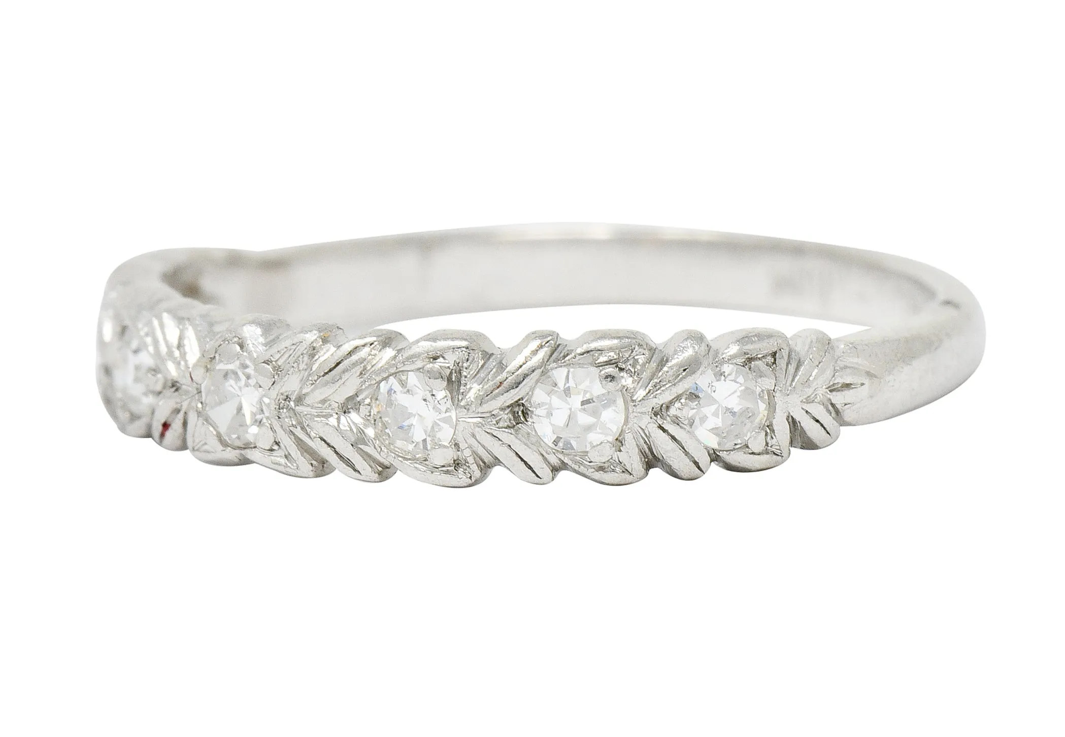 Art Deco 0.35 CTW Diamond Platinum Foliate Band Ring