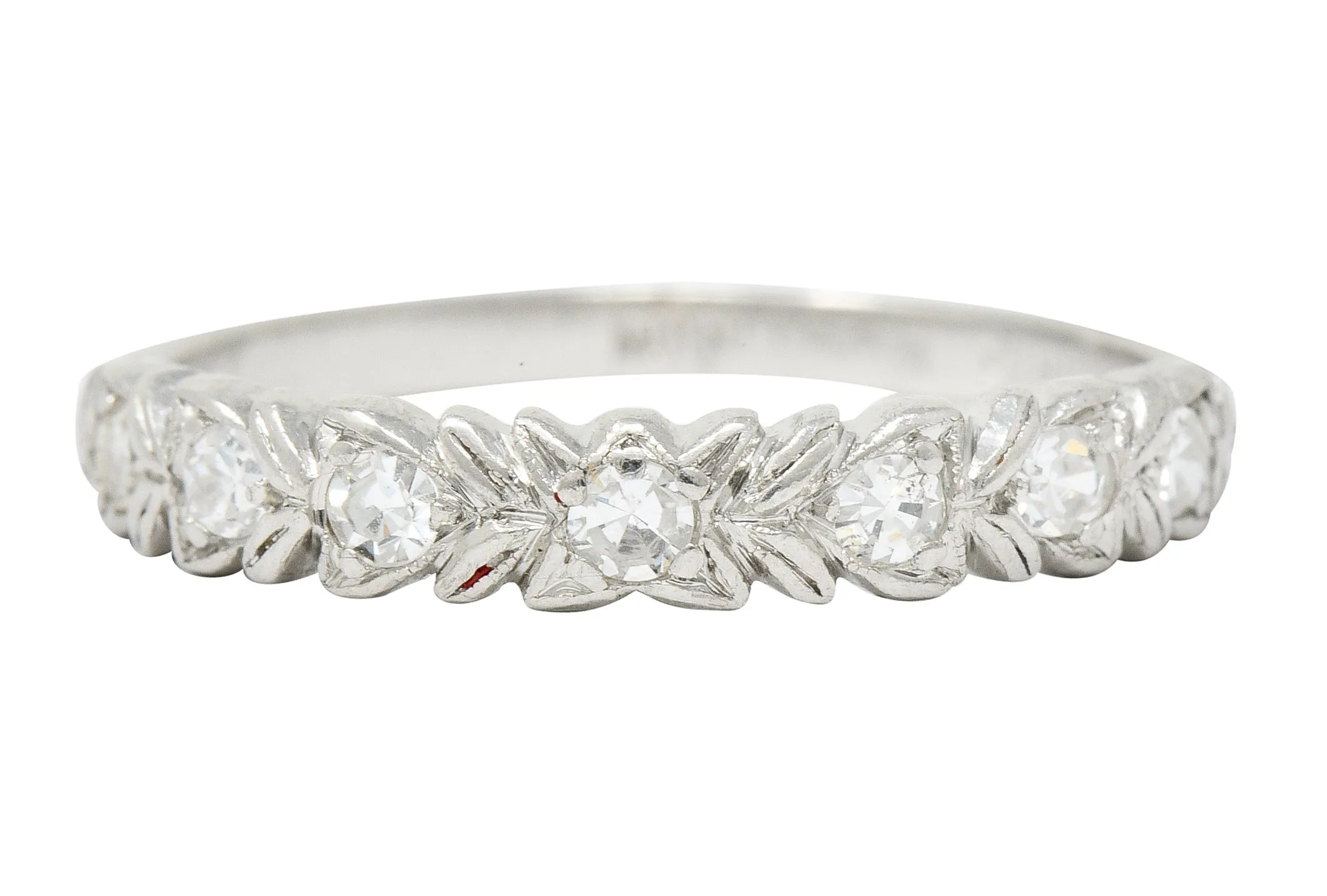 Art Deco 0.35 CTW Diamond Platinum Foliate Band Ring
