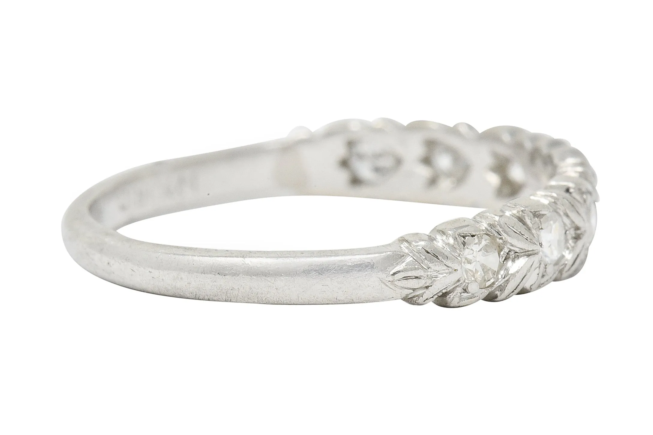 Art Deco 0.35 CTW Diamond Platinum Foliate Band Ring