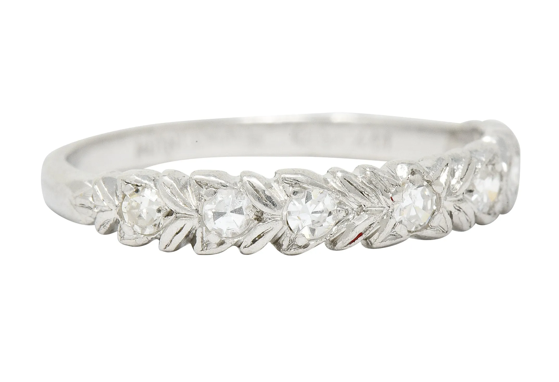 Art Deco 0.35 CTW Diamond Platinum Foliate Band Ring