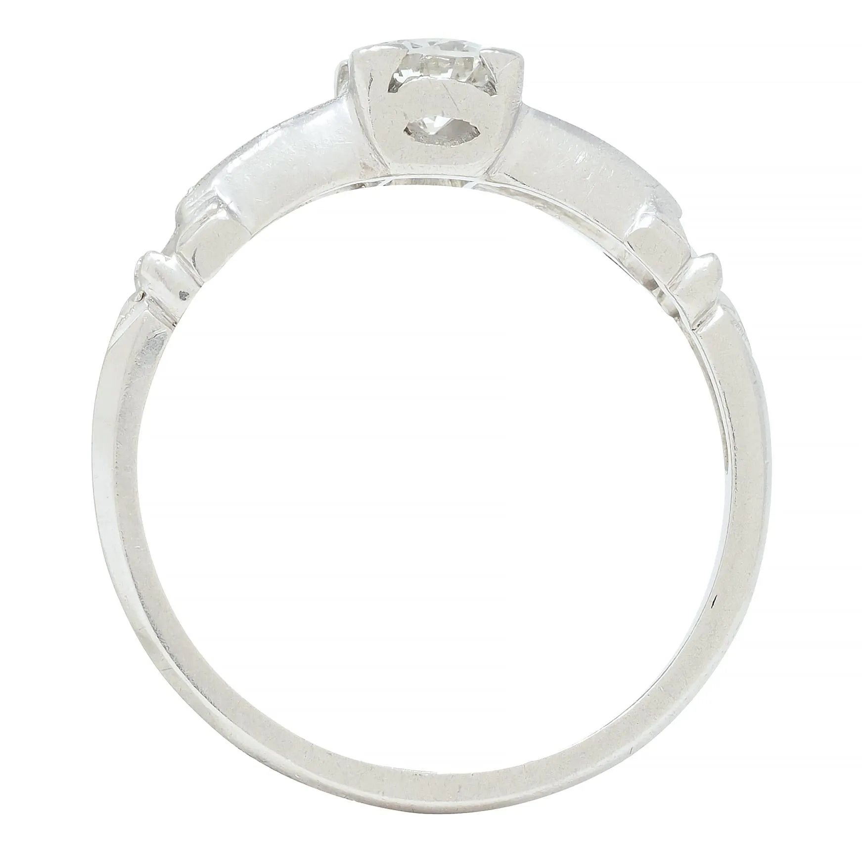 Art Deco 0.45 CTW Old European Cut Diamond Platinum Scroll Engagement Ring