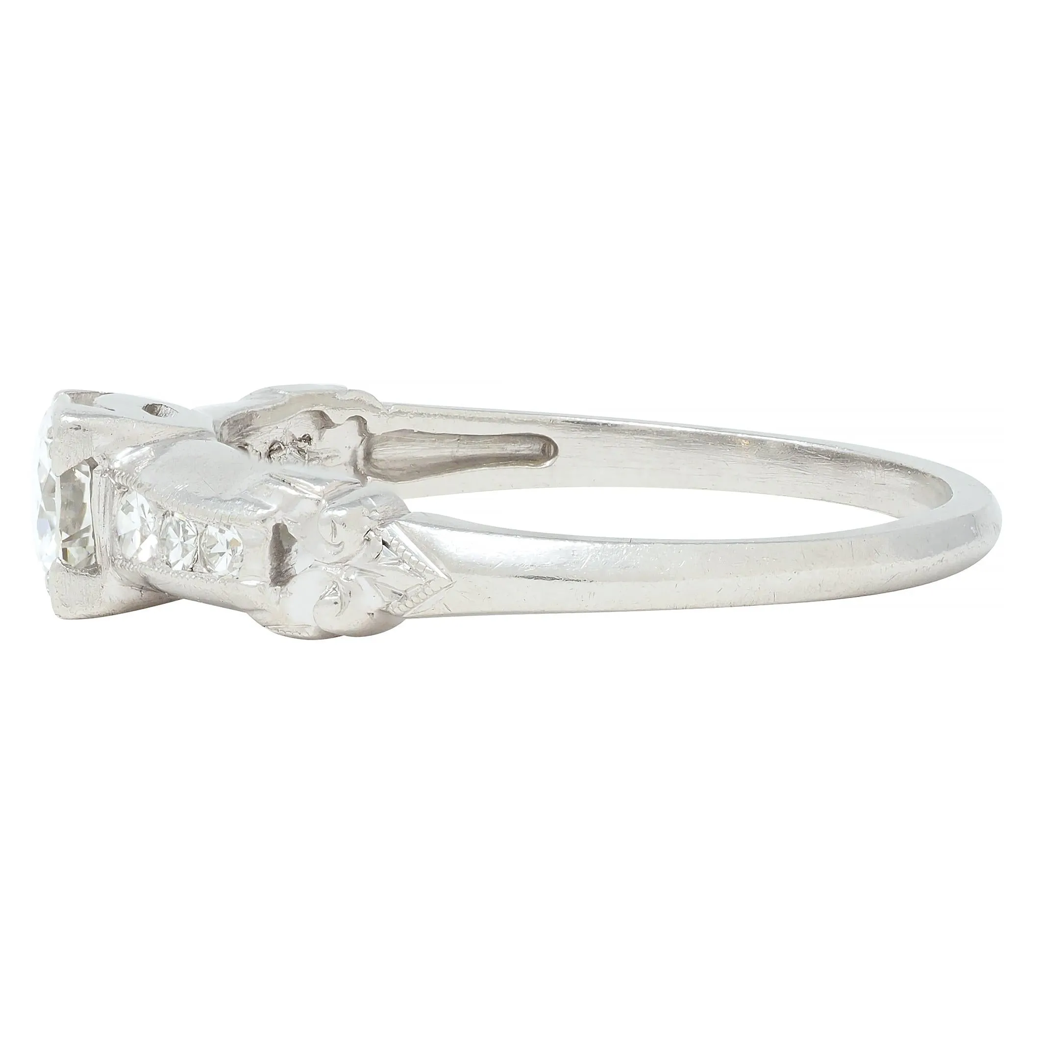 Art Deco 0.45 CTW Old European Cut Diamond Platinum Scroll Engagement Ring
