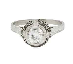 Art Deco 0.52 Carat Transitional Diamond Platinum Vintage Scrolled Wheat Engagement Ring