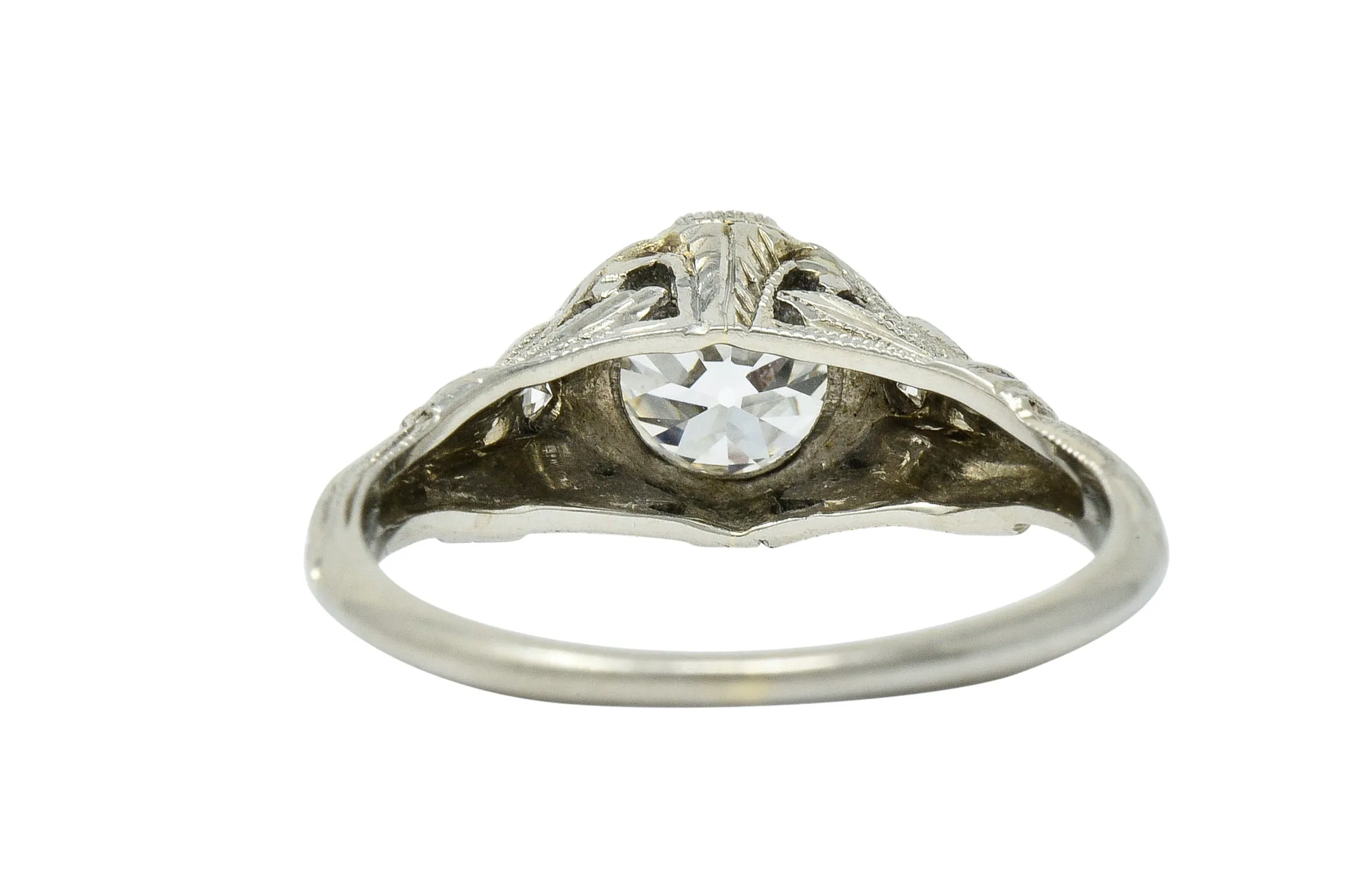 Art Deco 0.85 CTW Diamond 18 Karat White Gold Engagement Ring GIA