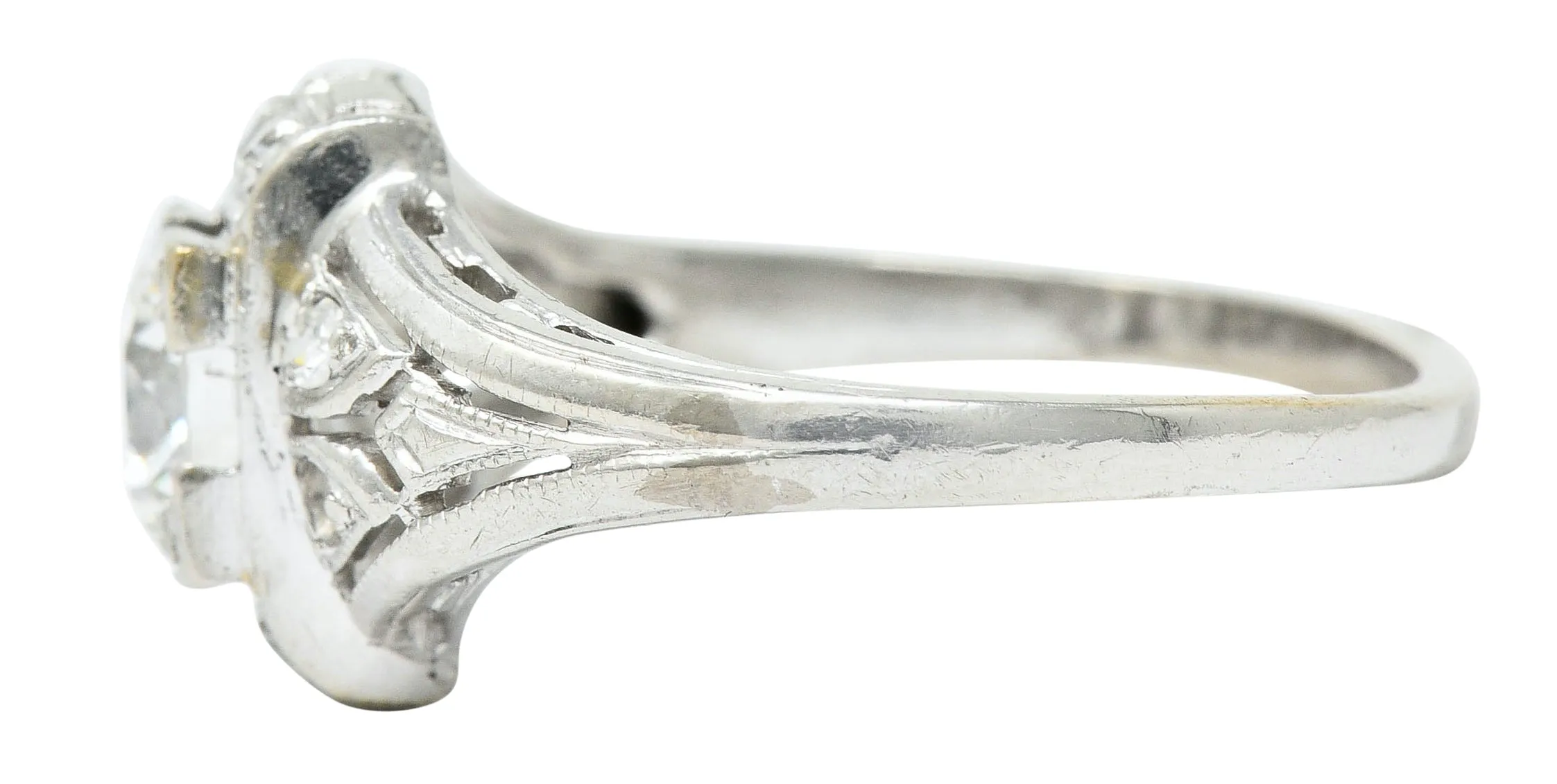 Art Deco 0.85 CTW Diamond Platinum Dinner Engagement Ring