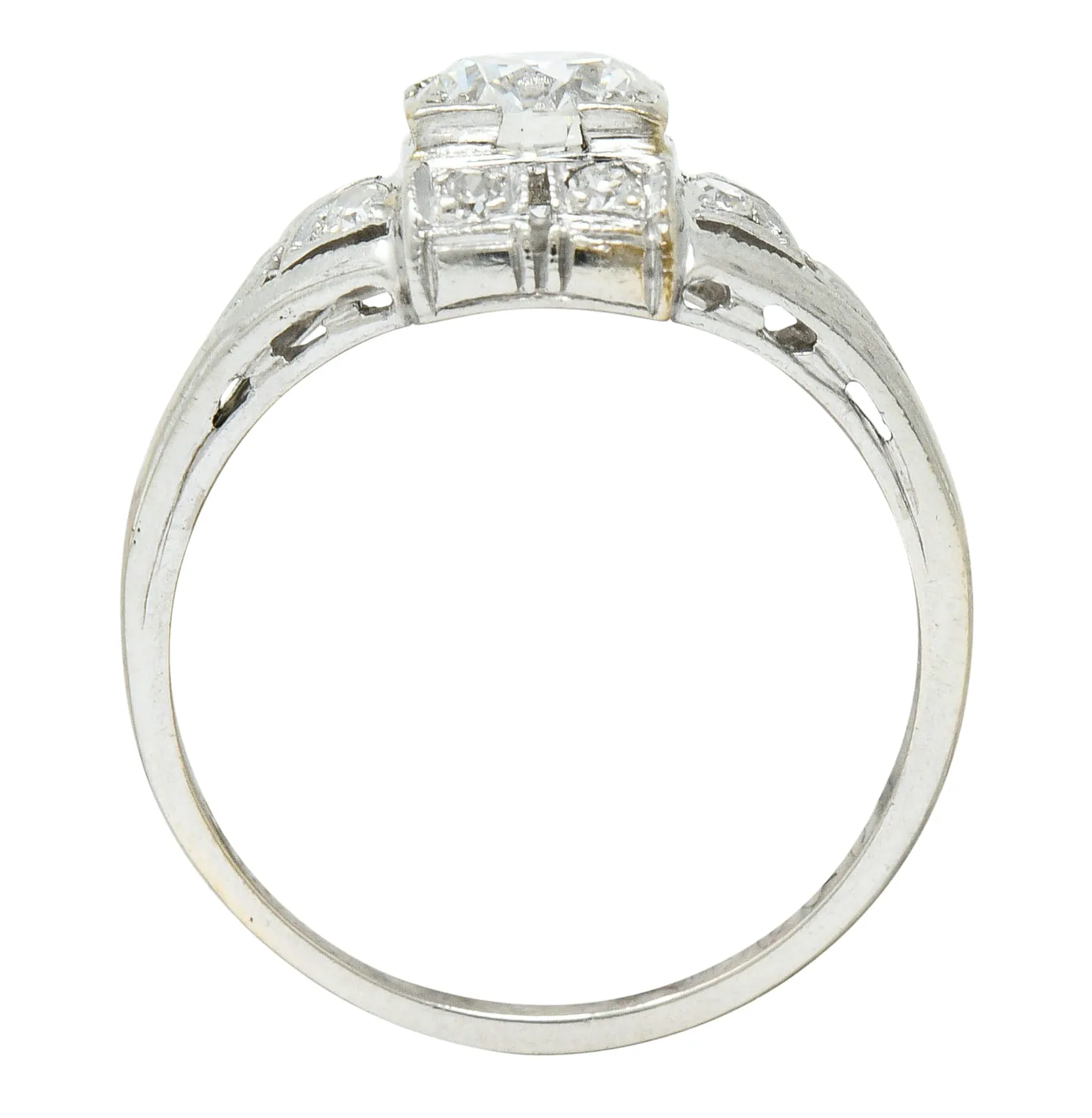 Art Deco 0.85 CTW Diamond Platinum Dinner Engagement Ring