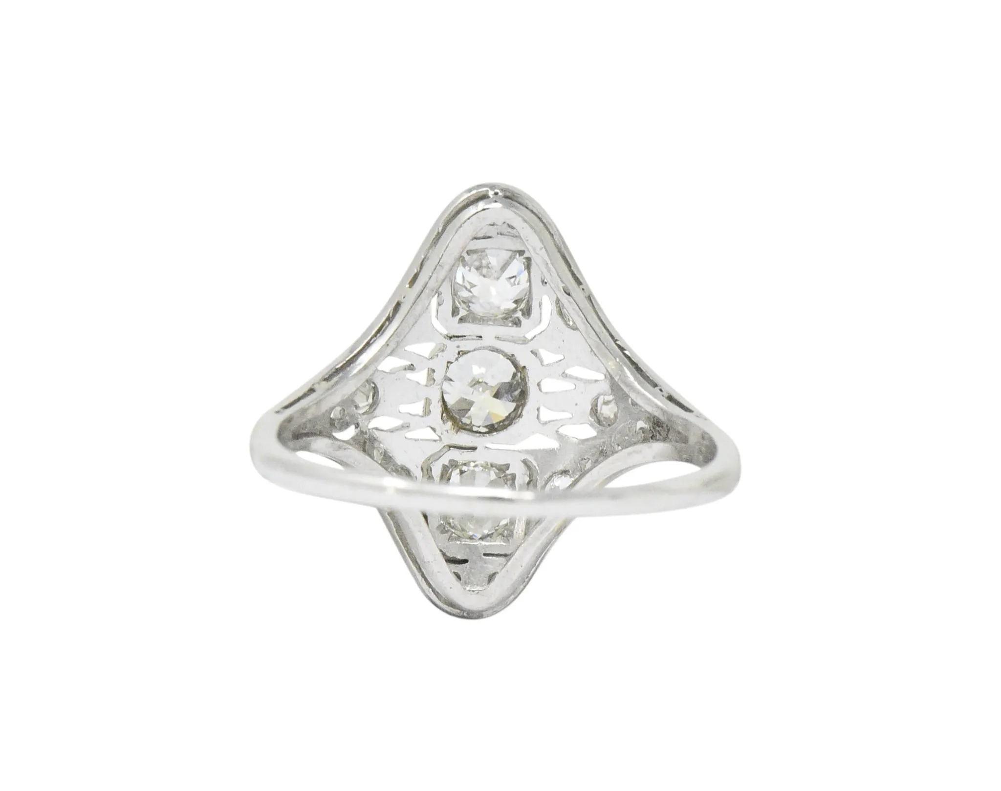 Art Deco 0.93 CTW Old European Cut Diamond Platinum Dinner Ring