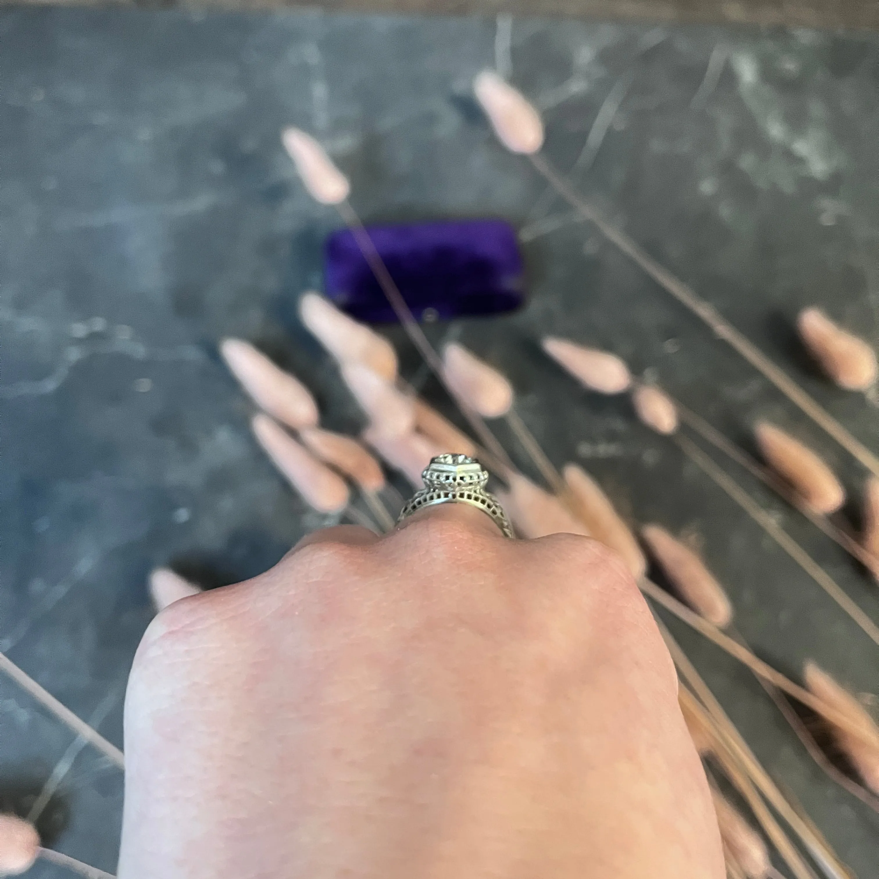 Art Deco 1.12 CTW Diamond 18 Karat White Gold Trellis Engagement Ring GIA