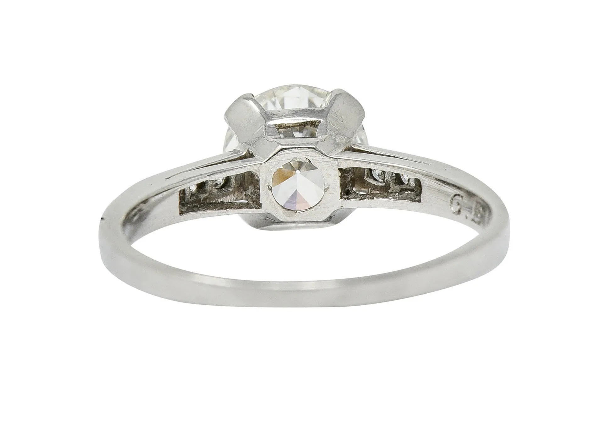 Art Deco 1.20 CTW Diamond Platinum Wide Prong Engagement Ring