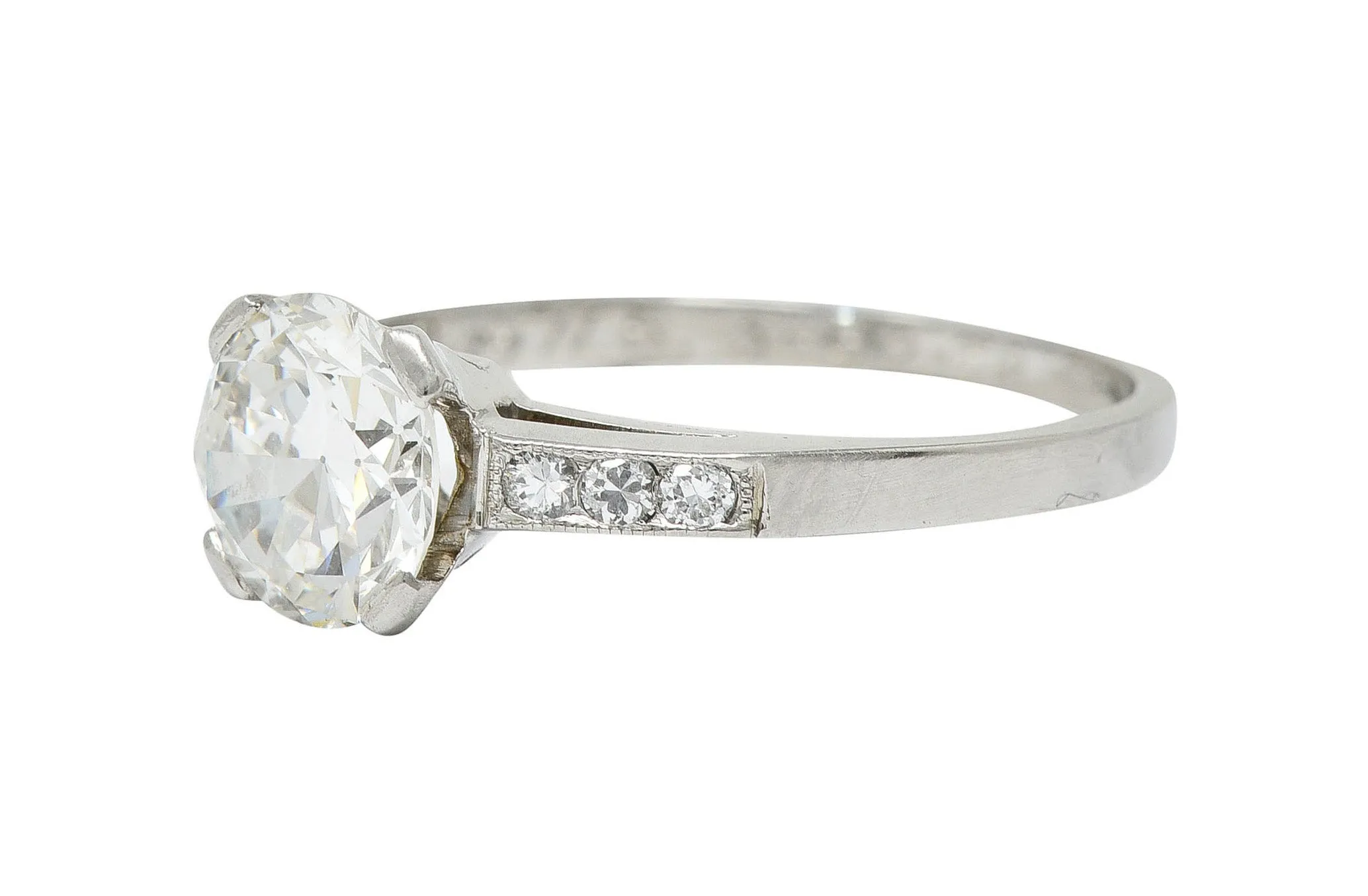Art Deco 1.20 CTW Diamond Platinum Wide Prong Engagement Ring
