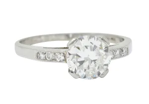 Art Deco 1.20 CTW Diamond Platinum Wide Prong Engagement Ring
