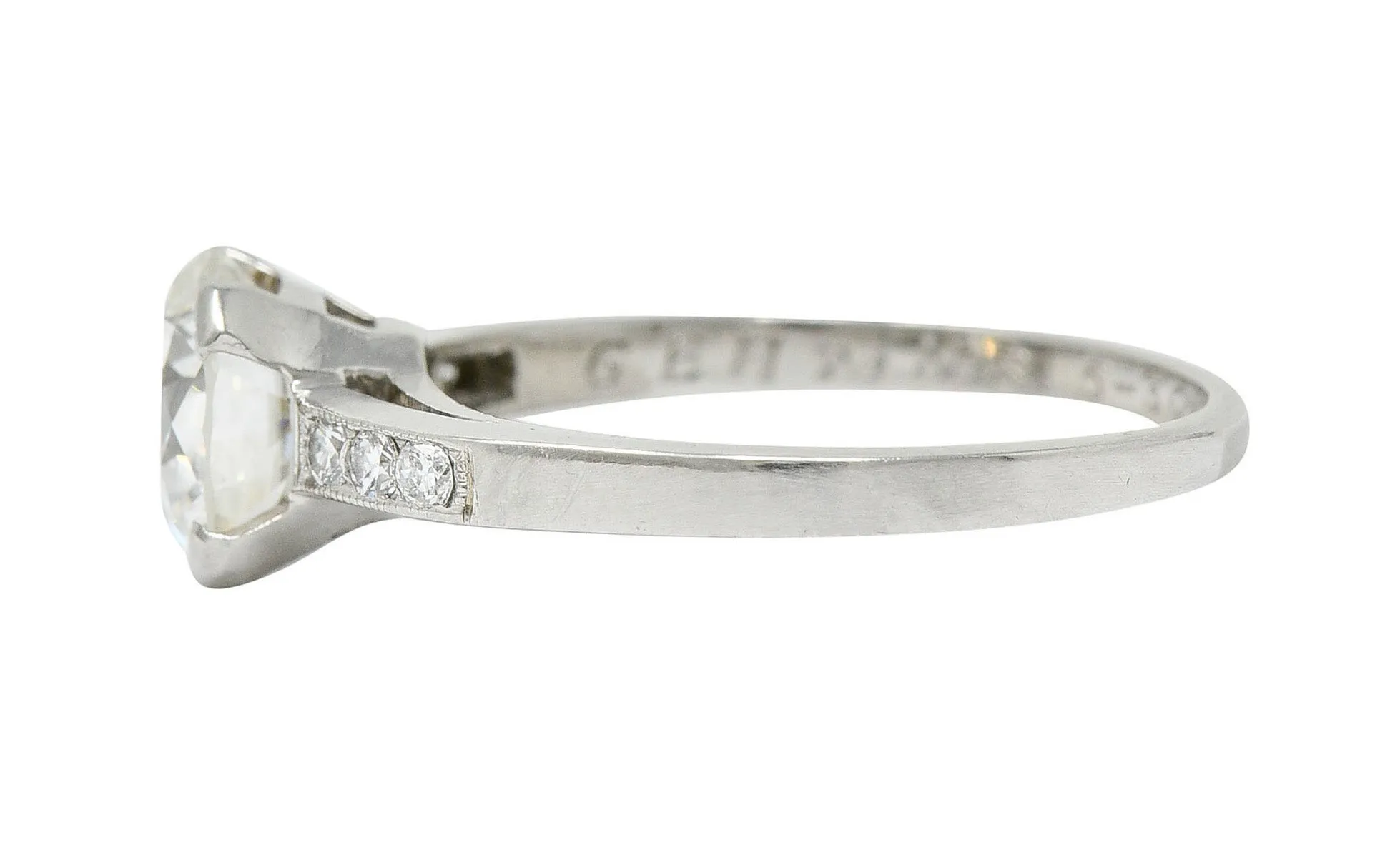 Art Deco 1.20 CTW Diamond Platinum Wide Prong Engagement Ring