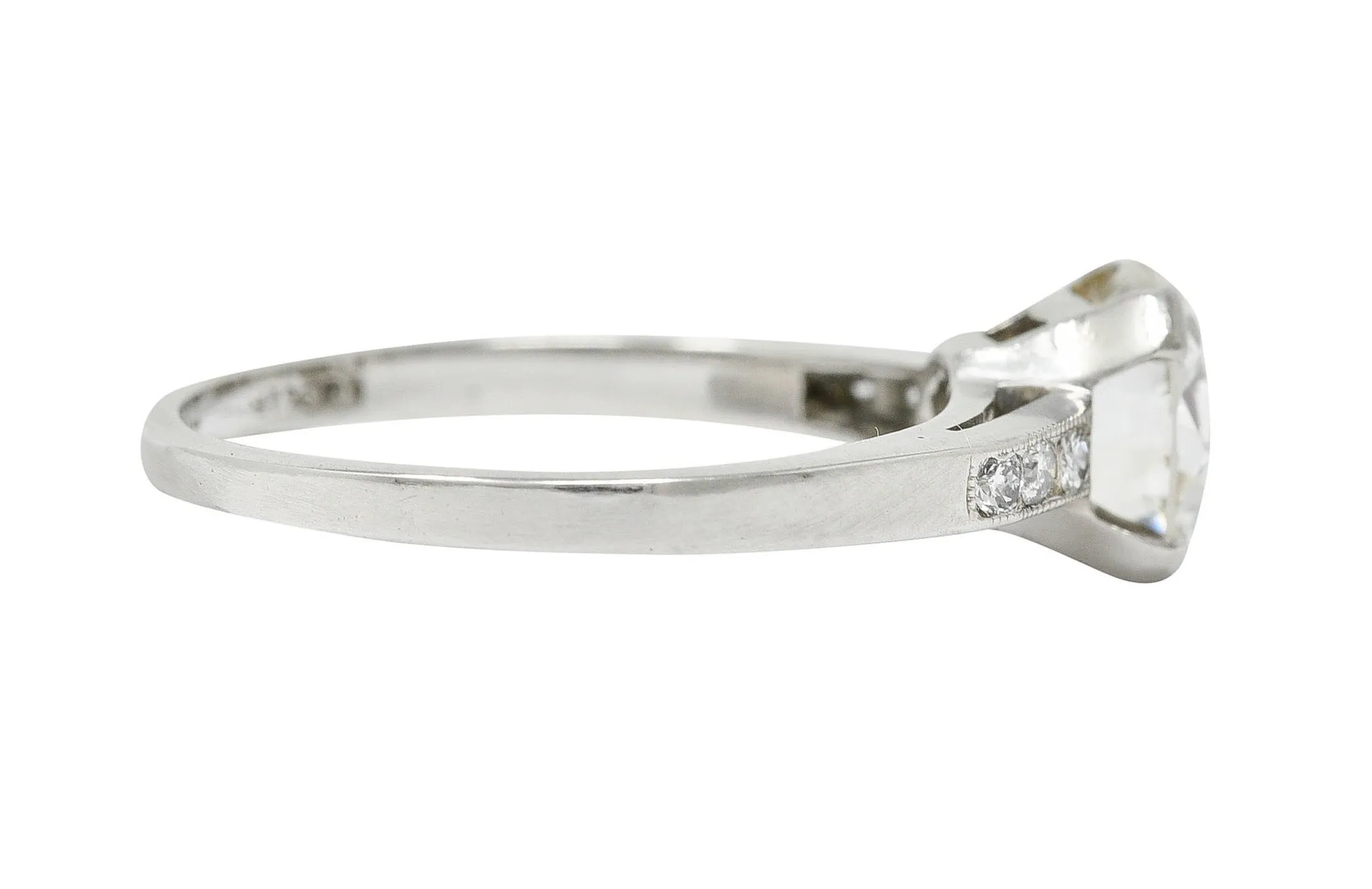 Art Deco 1.20 CTW Diamond Platinum Wide Prong Engagement Ring