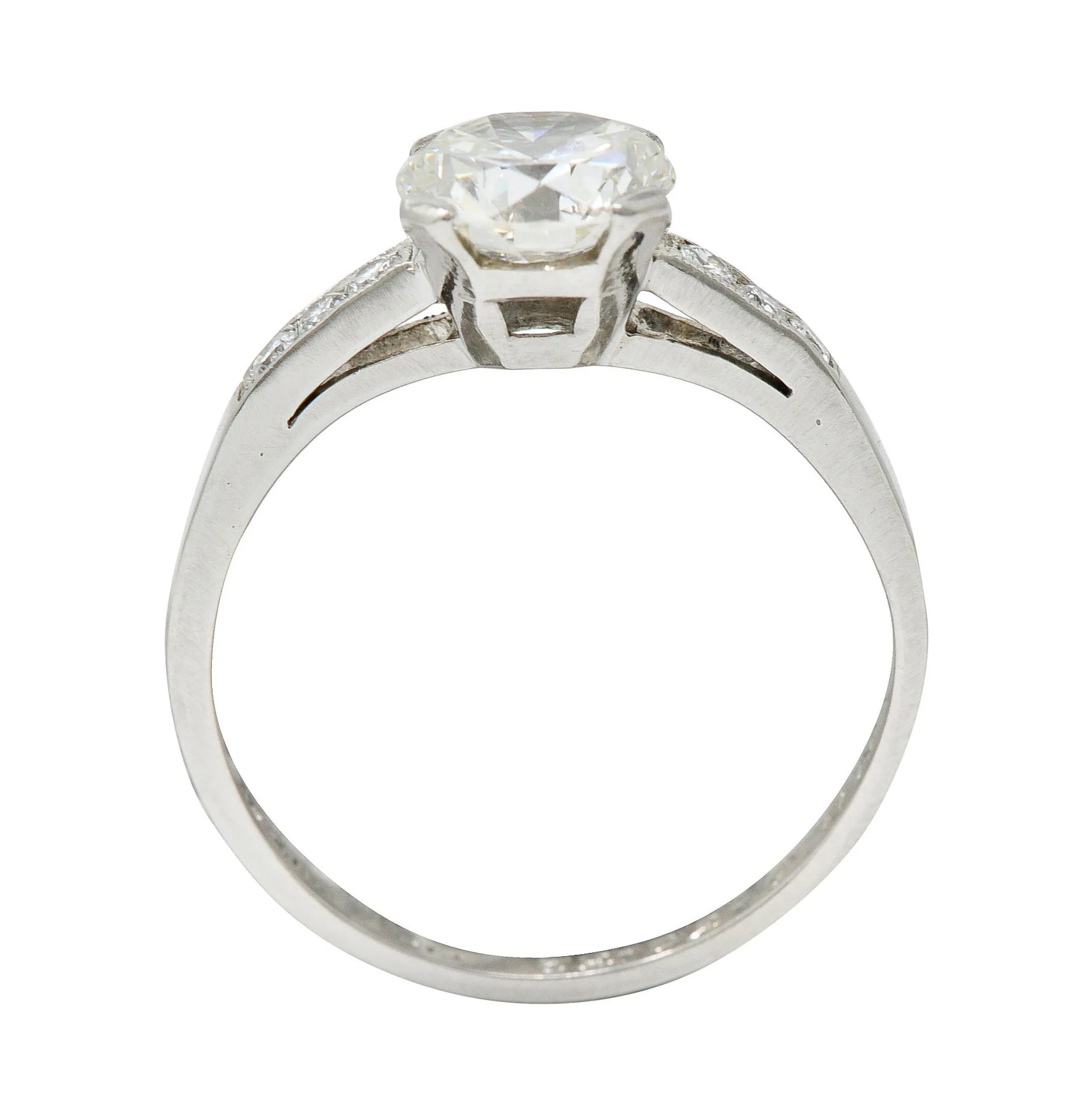 Art Deco 1.20 CTW Diamond Platinum Wide Prong Engagement Ring