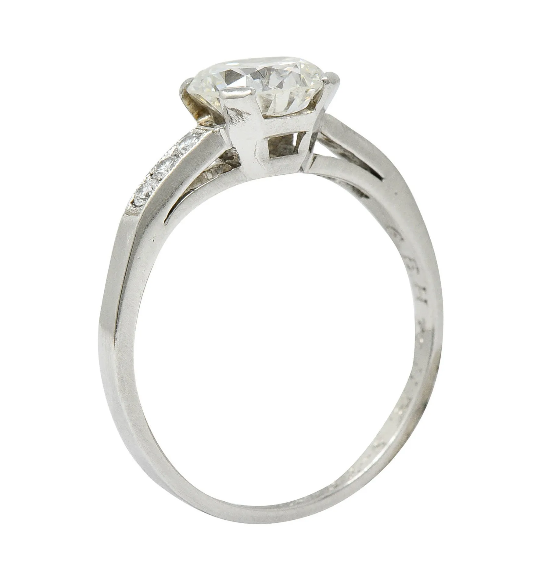Art Deco 1.20 CTW Diamond Platinum Wide Prong Engagement Ring
