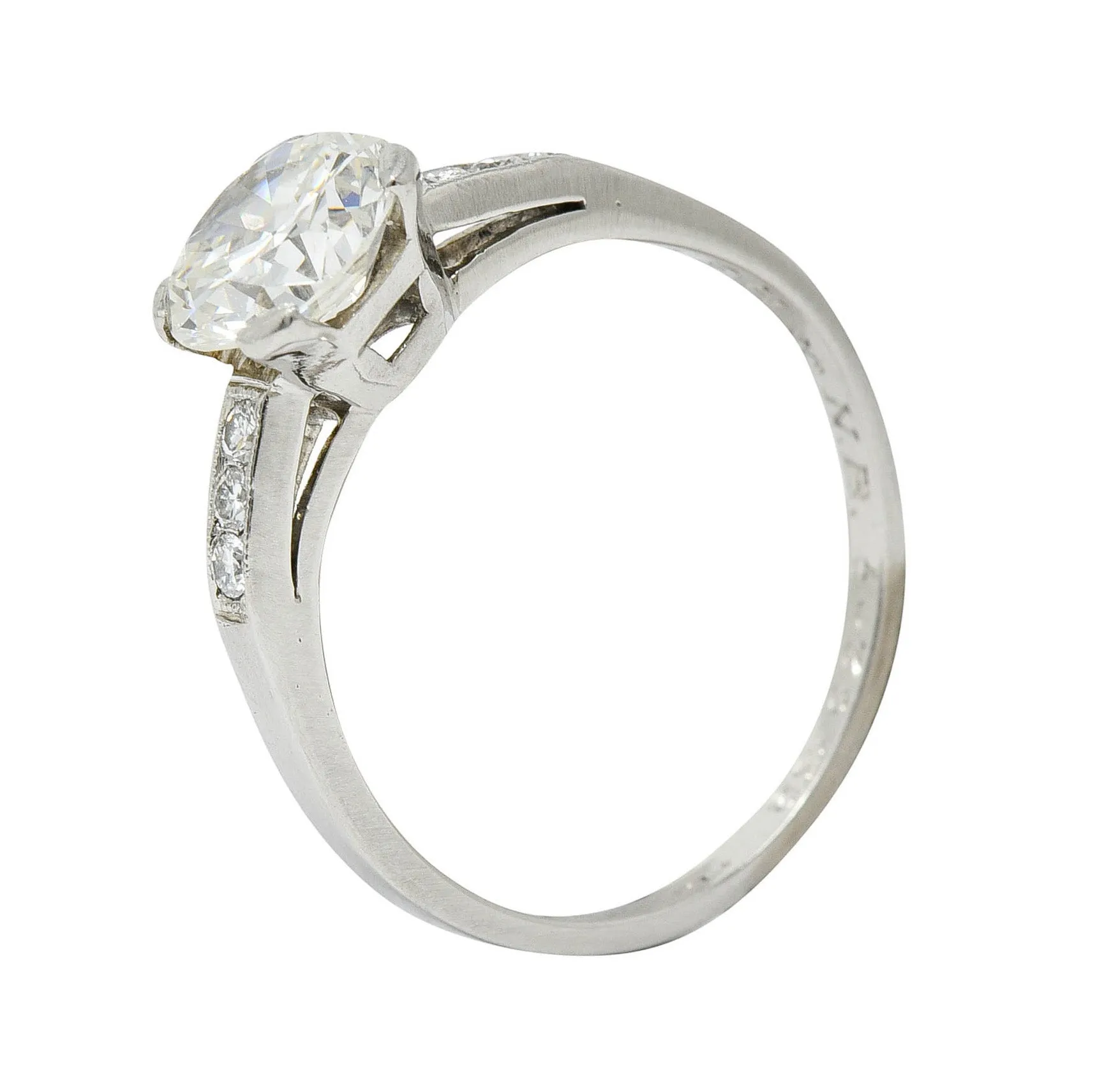 Art Deco 1.20 CTW Diamond Platinum Wide Prong Engagement Ring