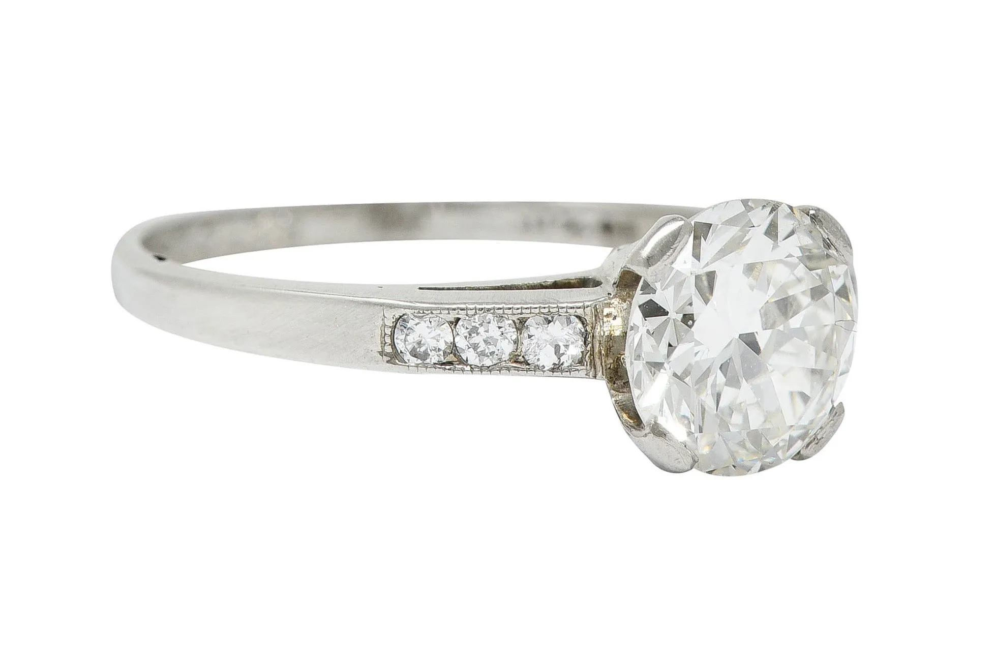 Art Deco 1.20 CTW Diamond Platinum Wide Prong Engagement Ring