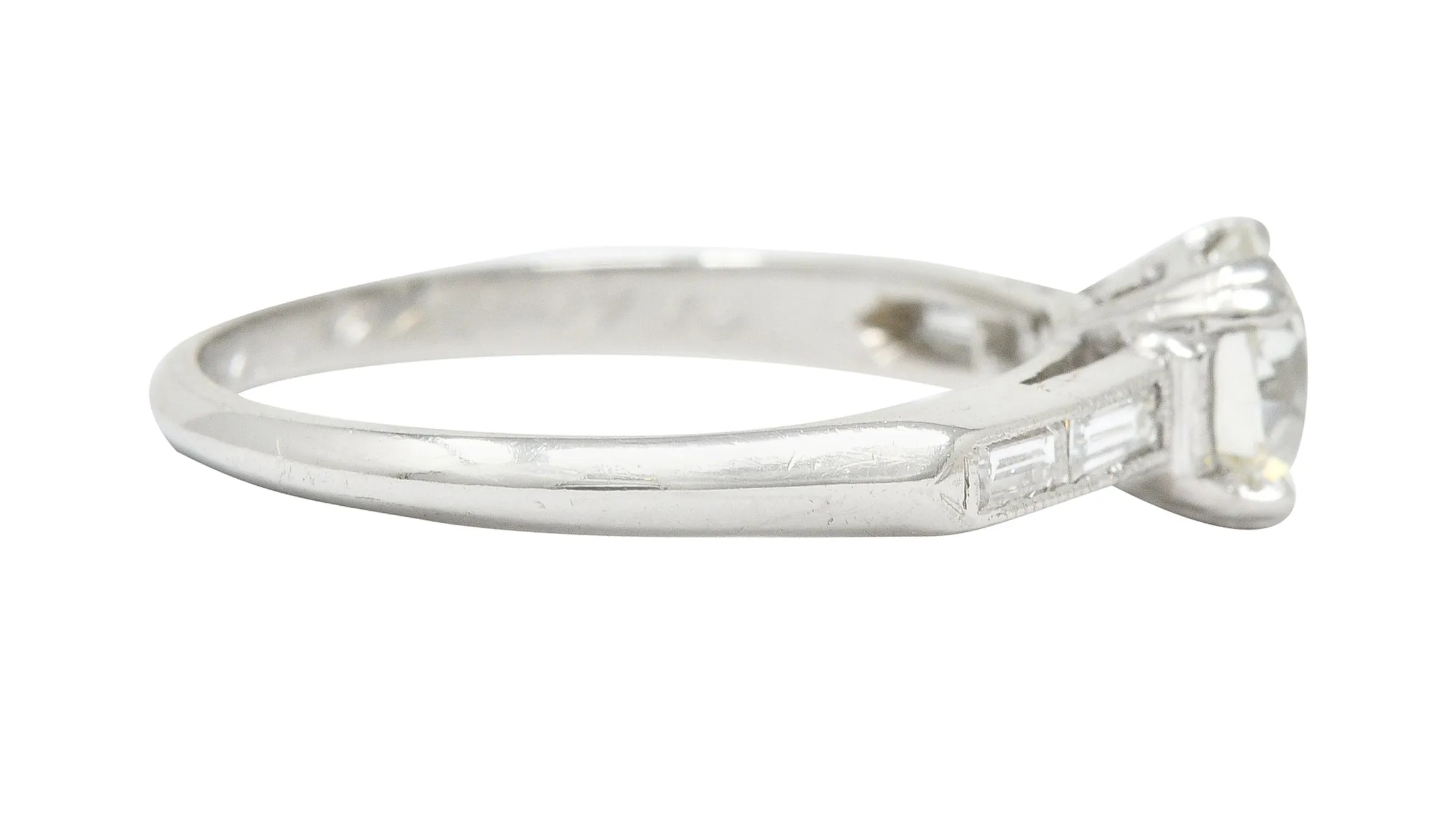 Art Deco 1.21 CTW Old European Cut Diamond Platinum Engagement Ring GIA