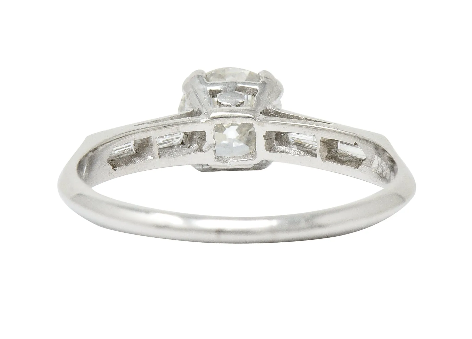 Art Deco 1.21 CTW Old European Cut Diamond Platinum Engagement Ring GIA