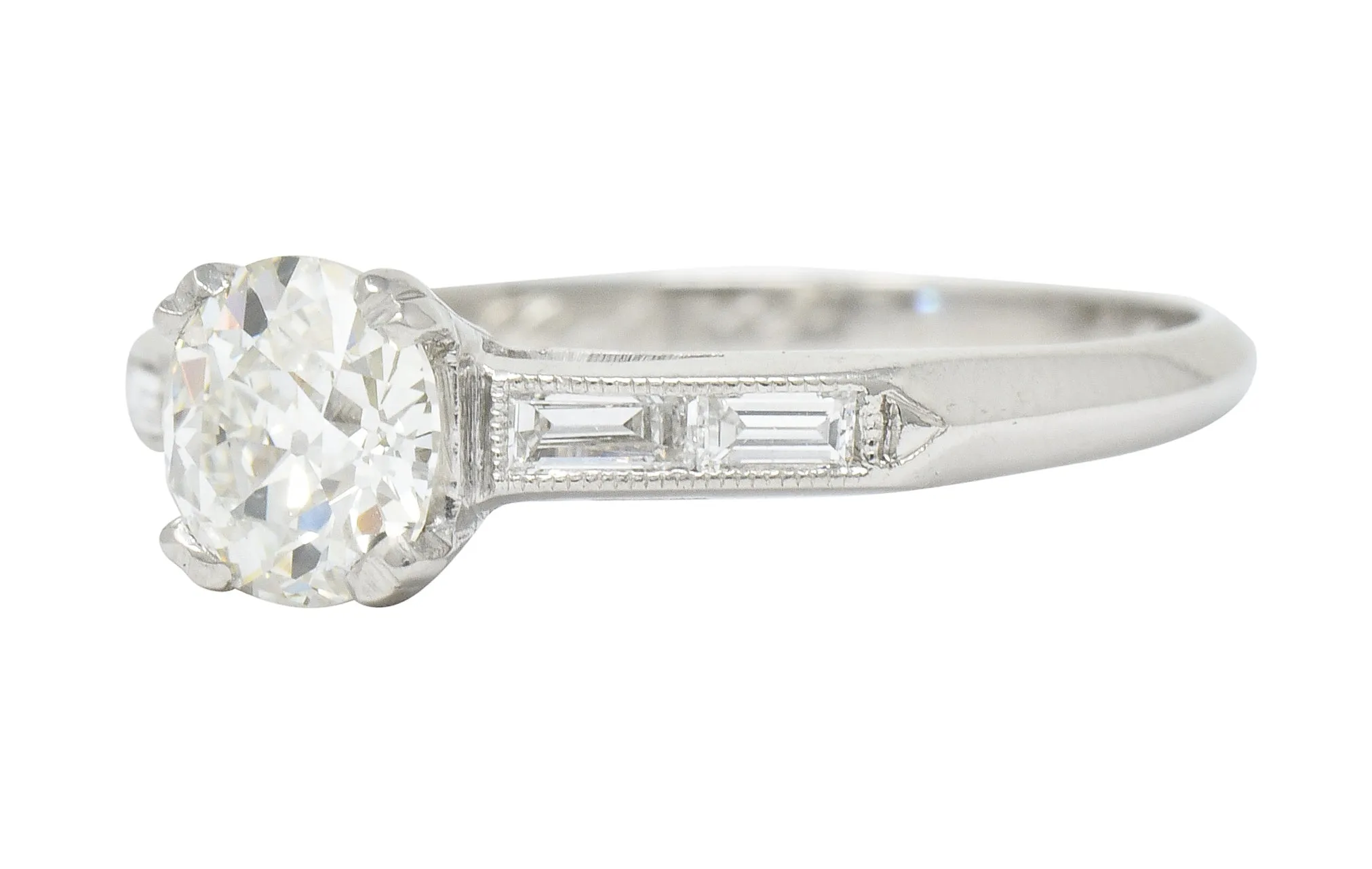 Art Deco 1.21 CTW Old European Cut Diamond Platinum Engagement Ring GIA