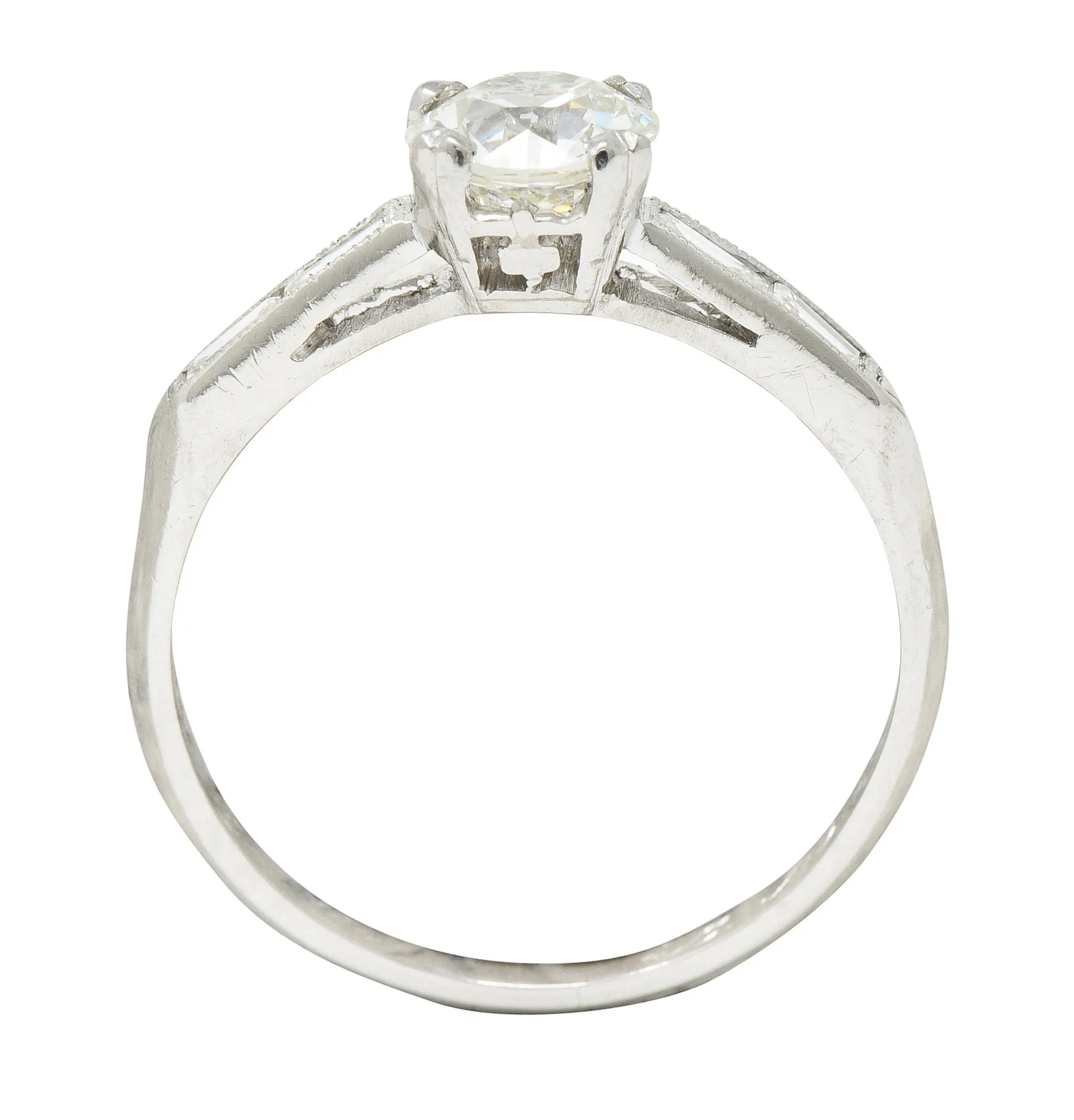 Art Deco 1.21 CTW Old European Cut Diamond Platinum Engagement Ring GIA