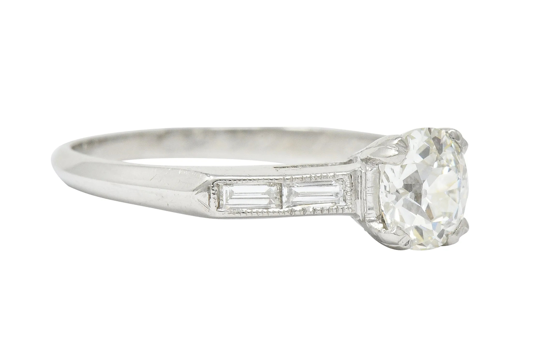 Art Deco 1.21 CTW Old European Cut Diamond Platinum Engagement Ring GIA
