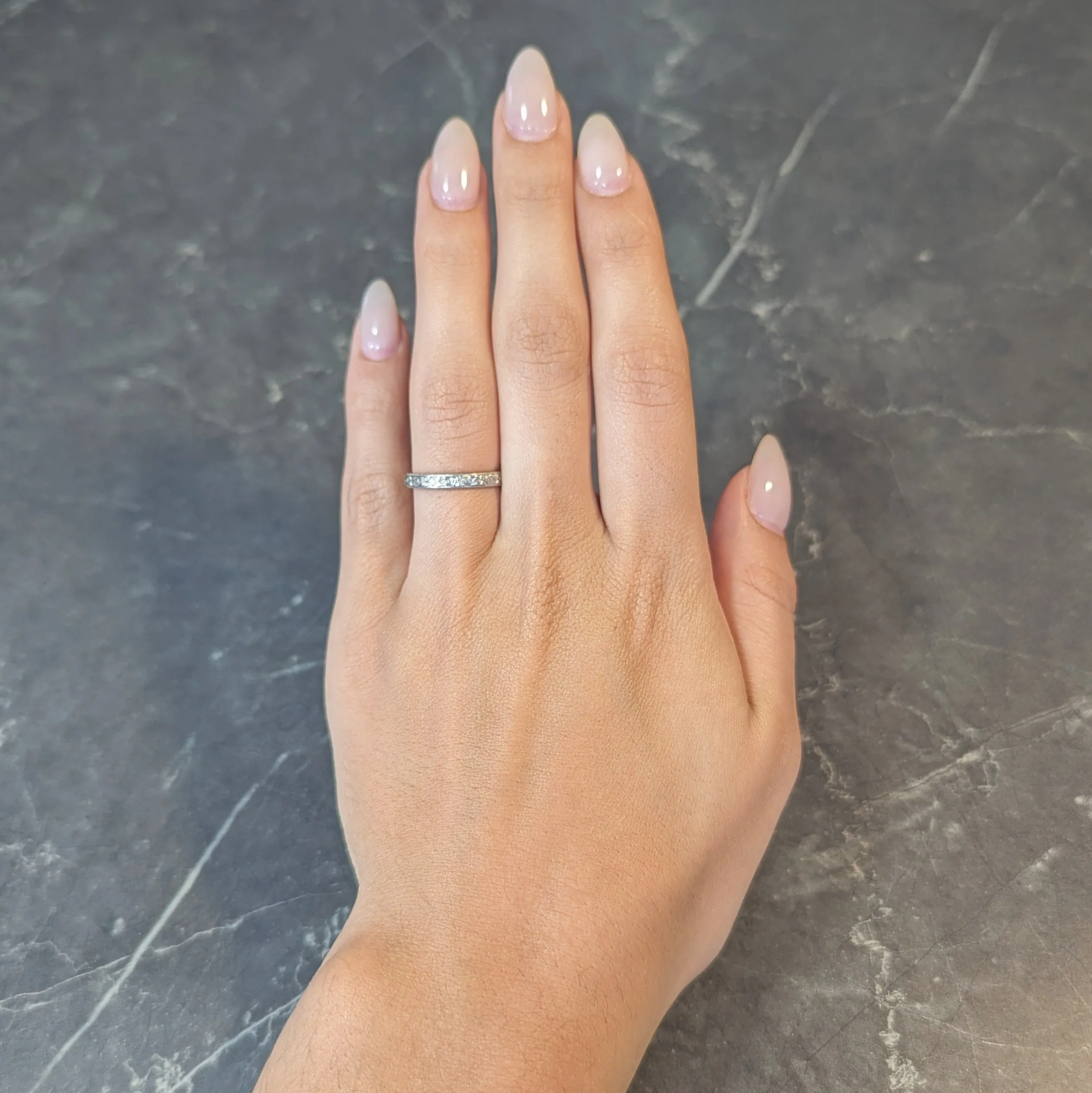 Art Deco 14 Karat White Gold Orange Blossom Vintage Wedding Band Ring