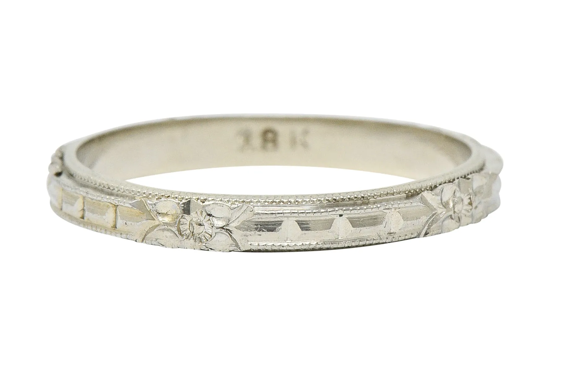 Art Deco 18 Karat White Gold Orange Blossom Band Ring