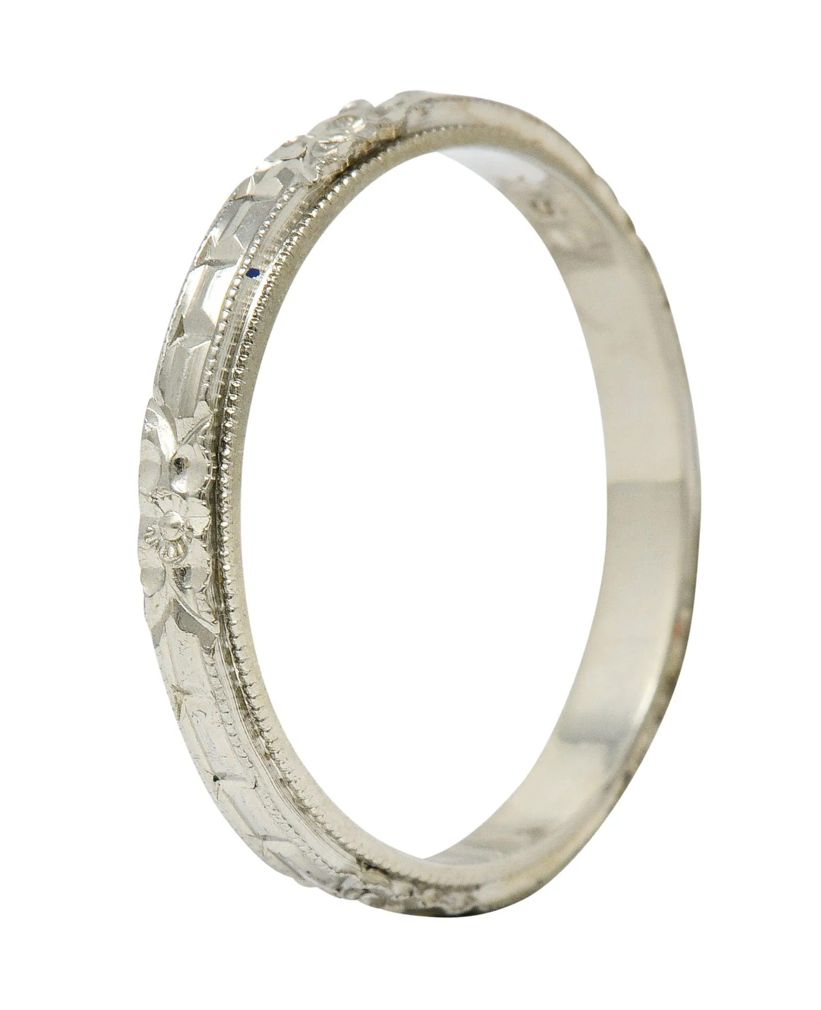 Art Deco 18 Karat White Gold Orange Blossom Band Ring