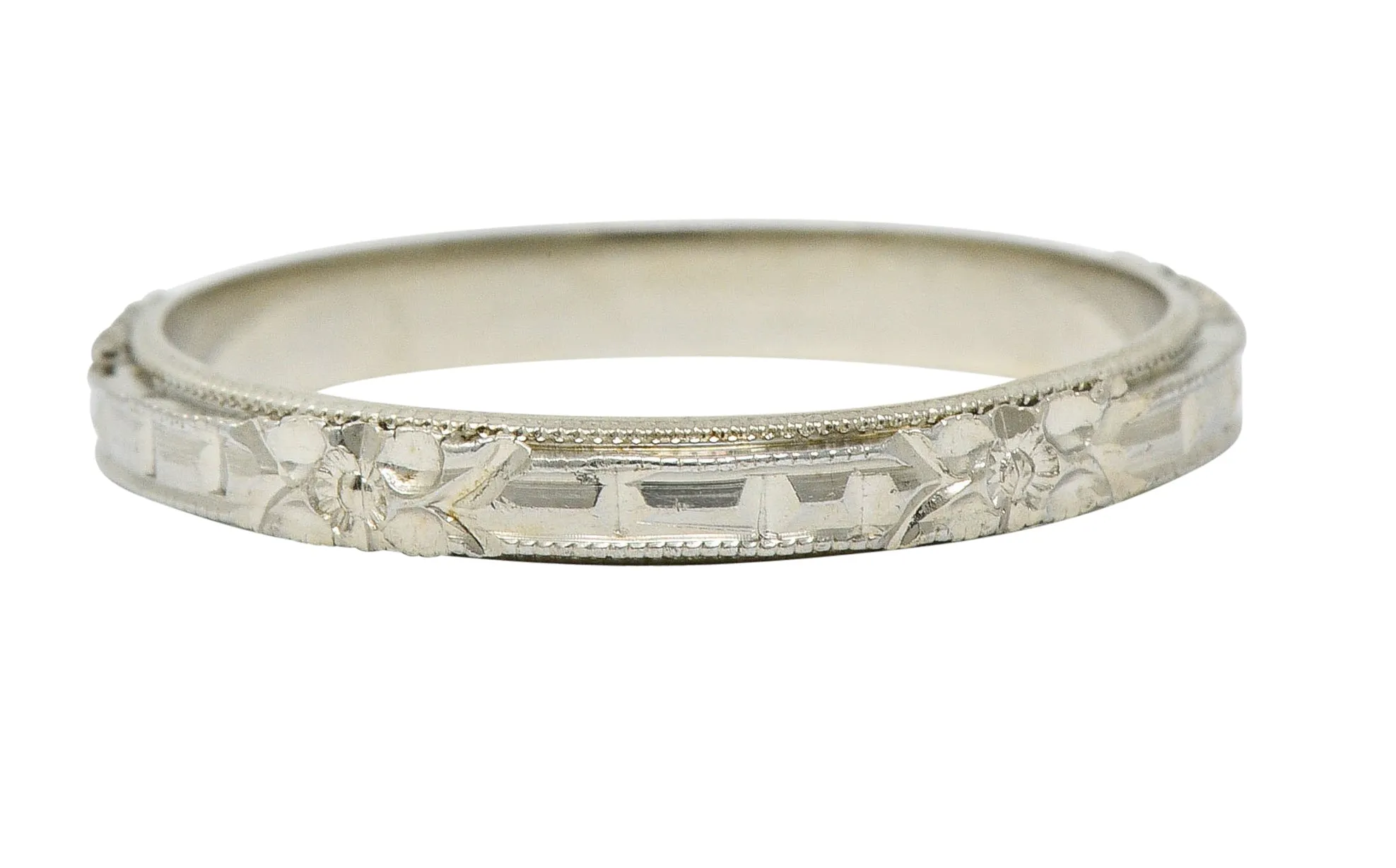 Art Deco 18 Karat White Gold Orange Blossom Band Ring