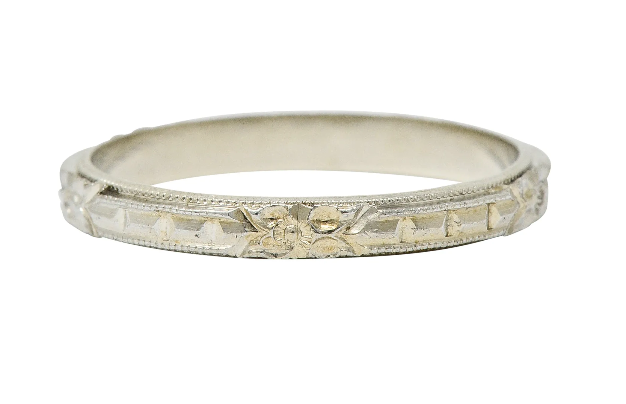 Art Deco 18 Karat White Gold Orange Blossom Band Ring