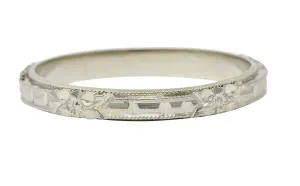 Art Deco 18 Karat White Gold Orange Blossom Band Ring