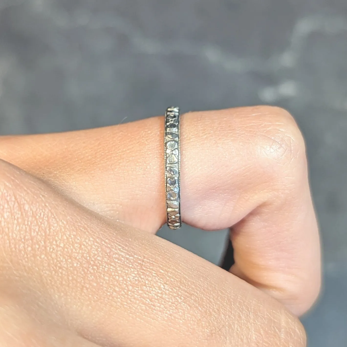 Art Deco 18 Karat White Gold Orange Blossom Vintage Wedding Band Ring
