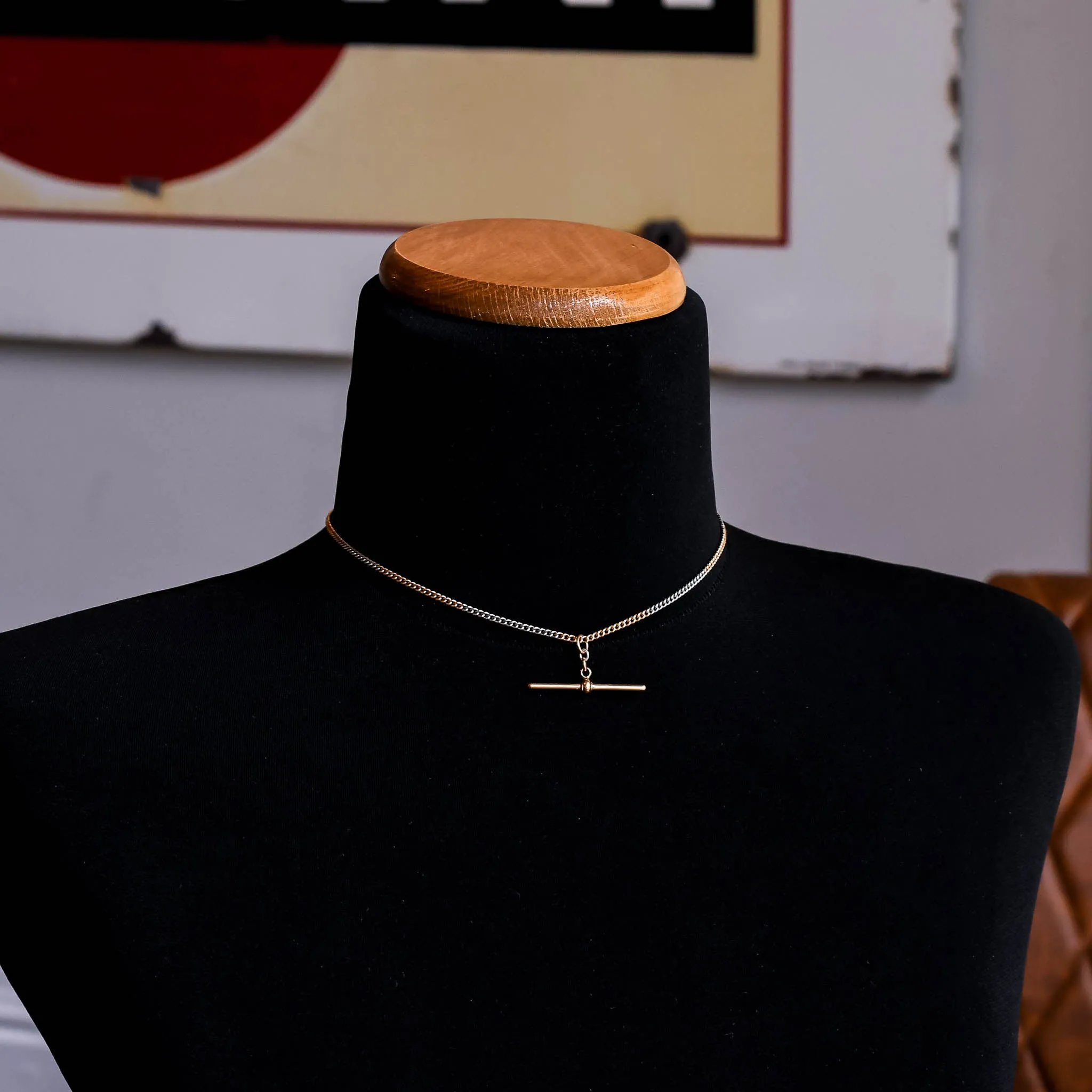 Art Deco 18k Gold & Platinum Curb Link Necklace