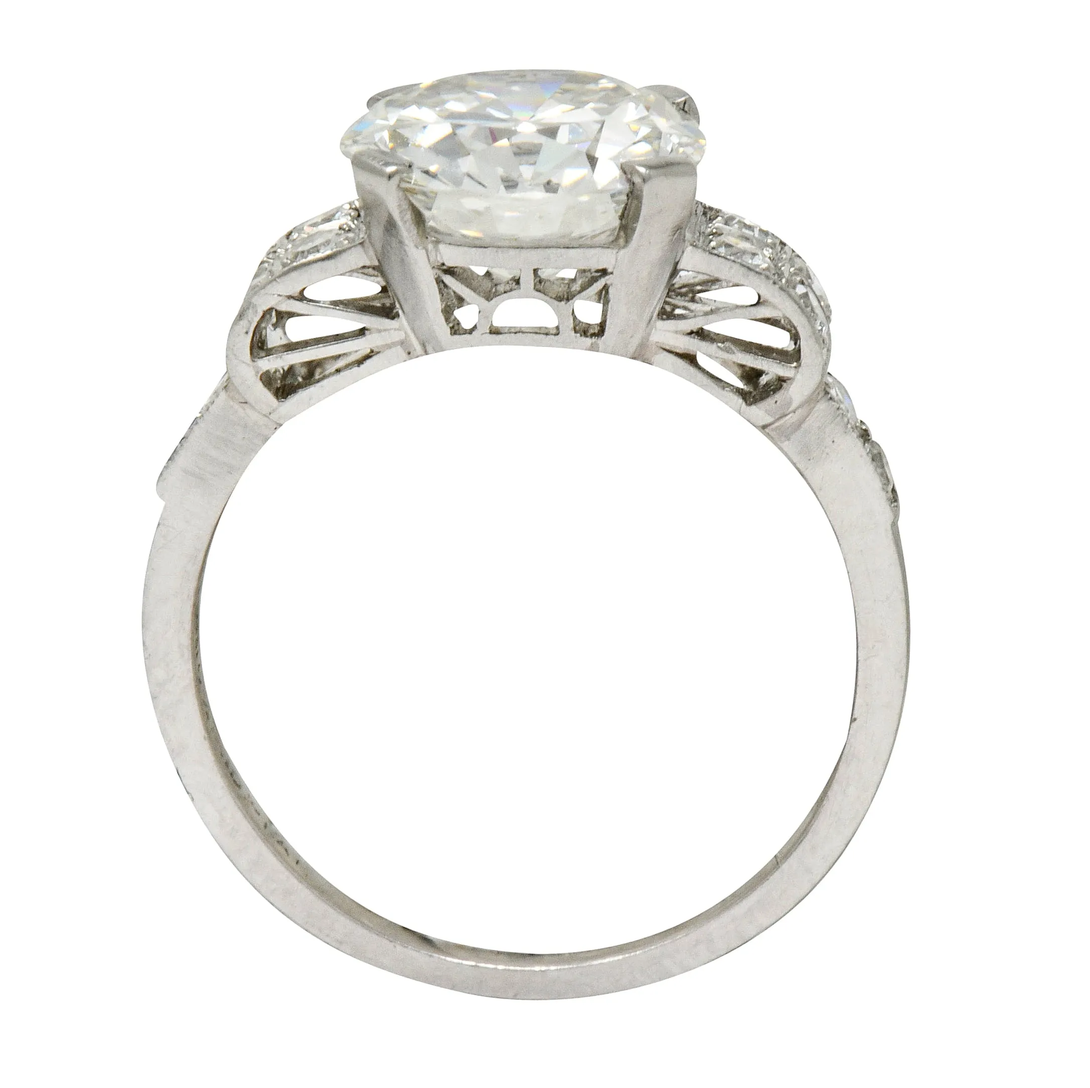 Art Deco 2.68 CTW Diamond Platinum Sunburst Engagement Ring GIA