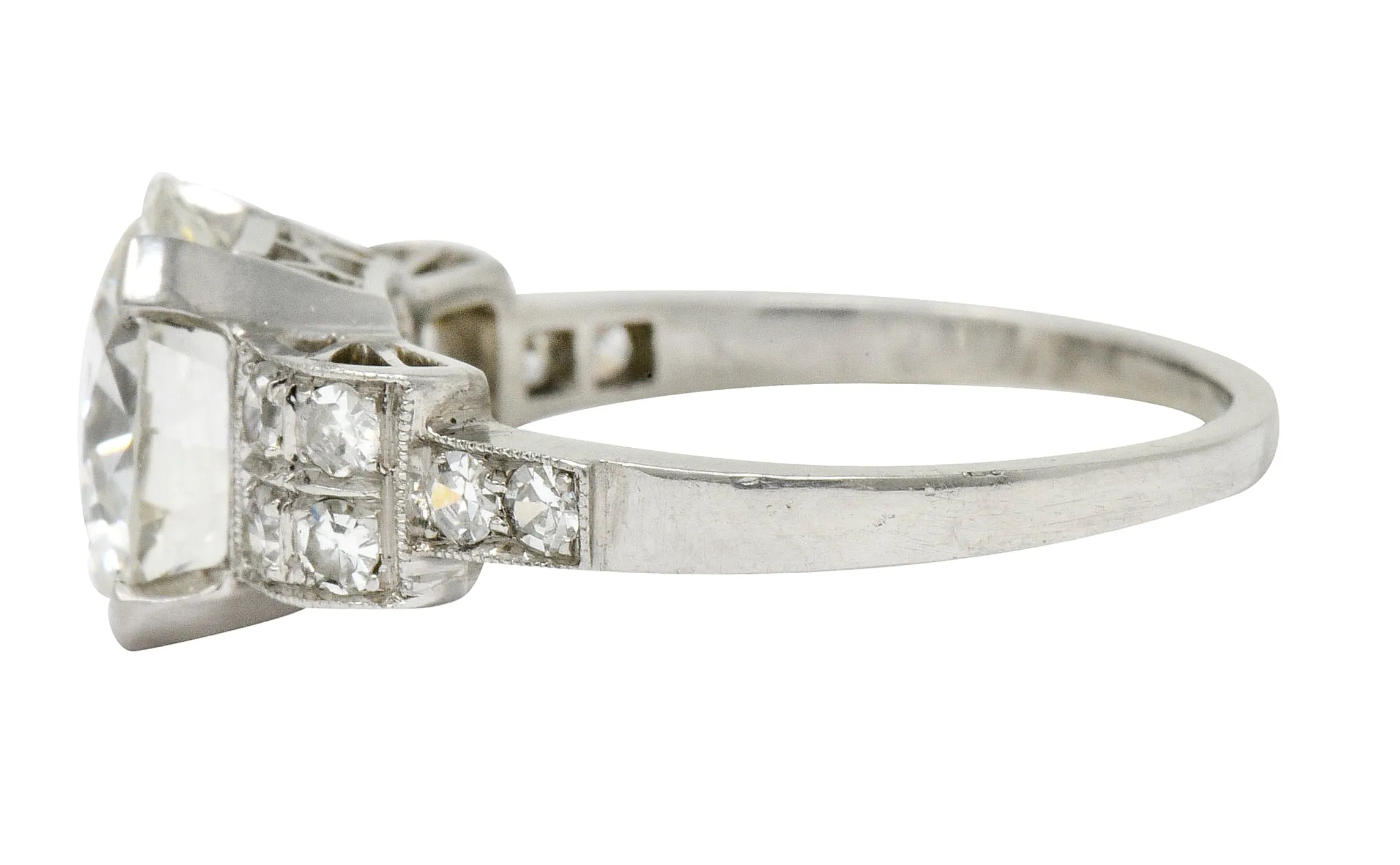 Art Deco 2.68 CTW Diamond Platinum Sunburst Engagement Ring GIA
