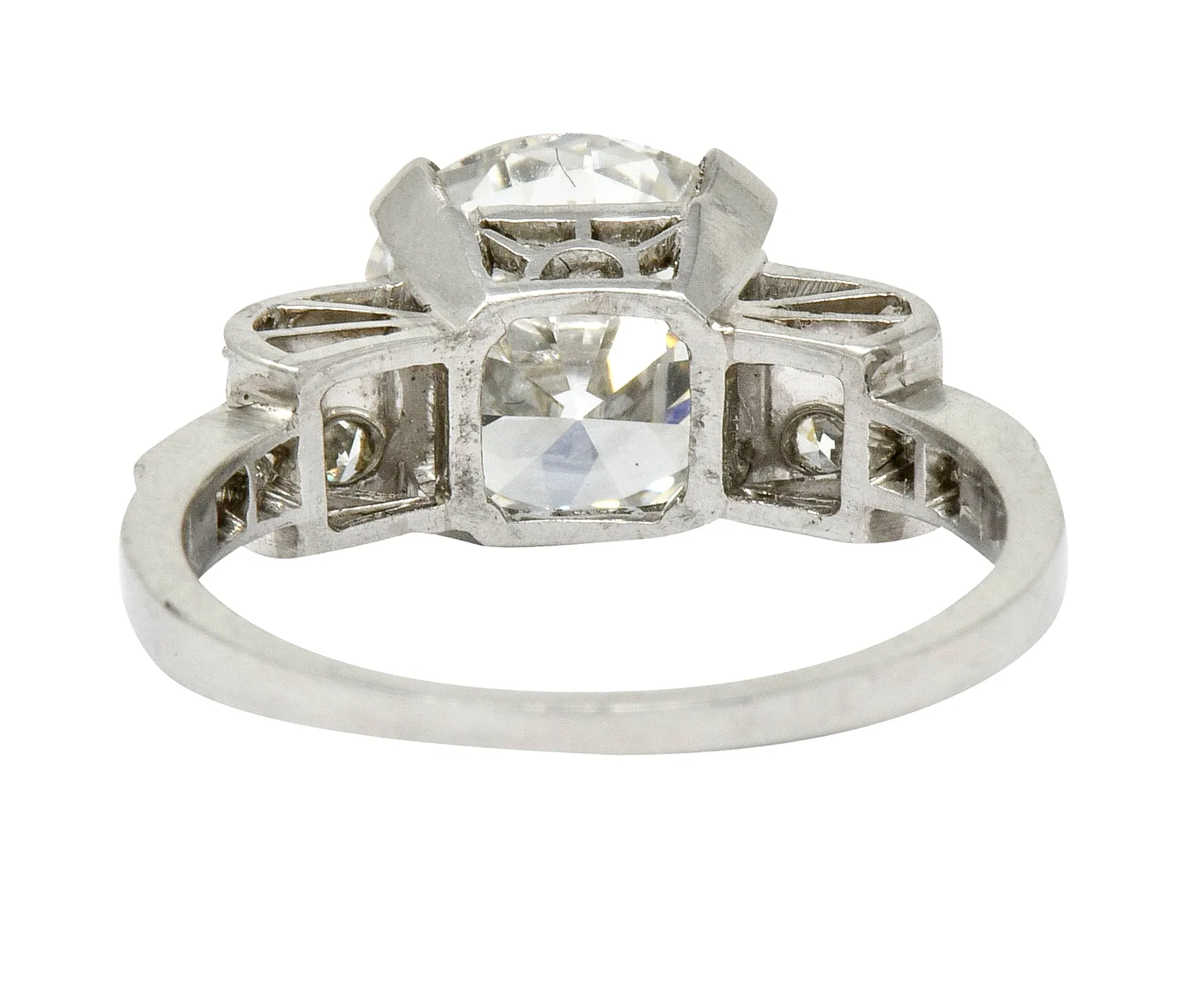 Art Deco 2.68 CTW Diamond Platinum Sunburst Engagement Ring GIA