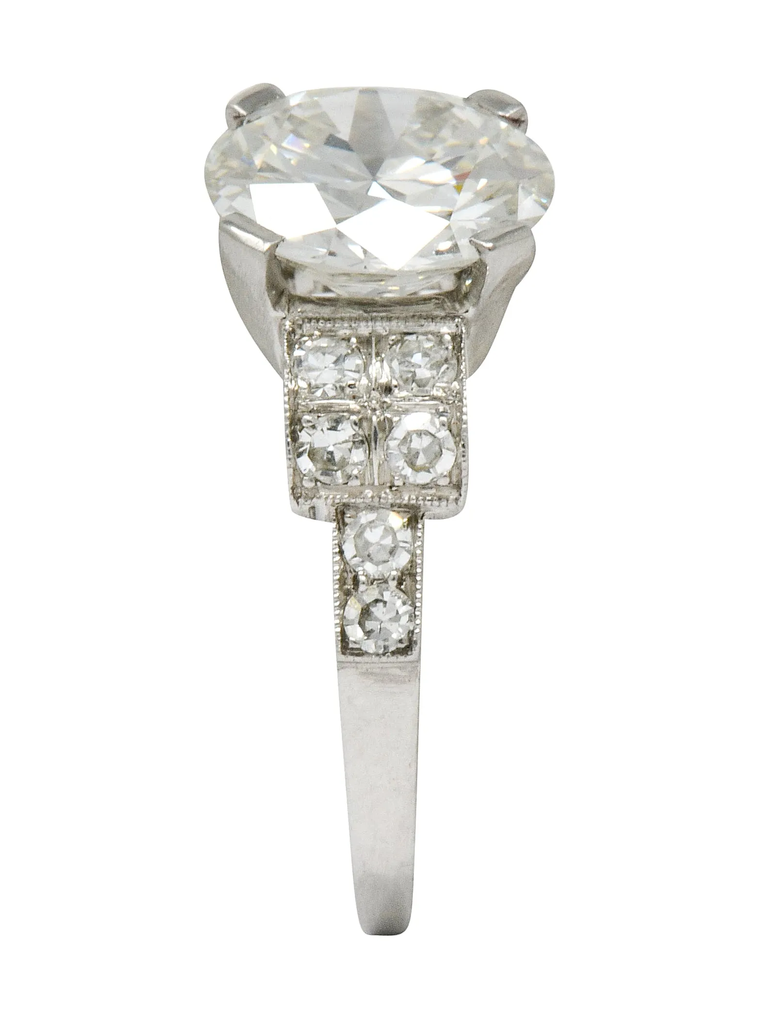 Art Deco 2.68 CTW Diamond Platinum Sunburst Engagement Ring GIA