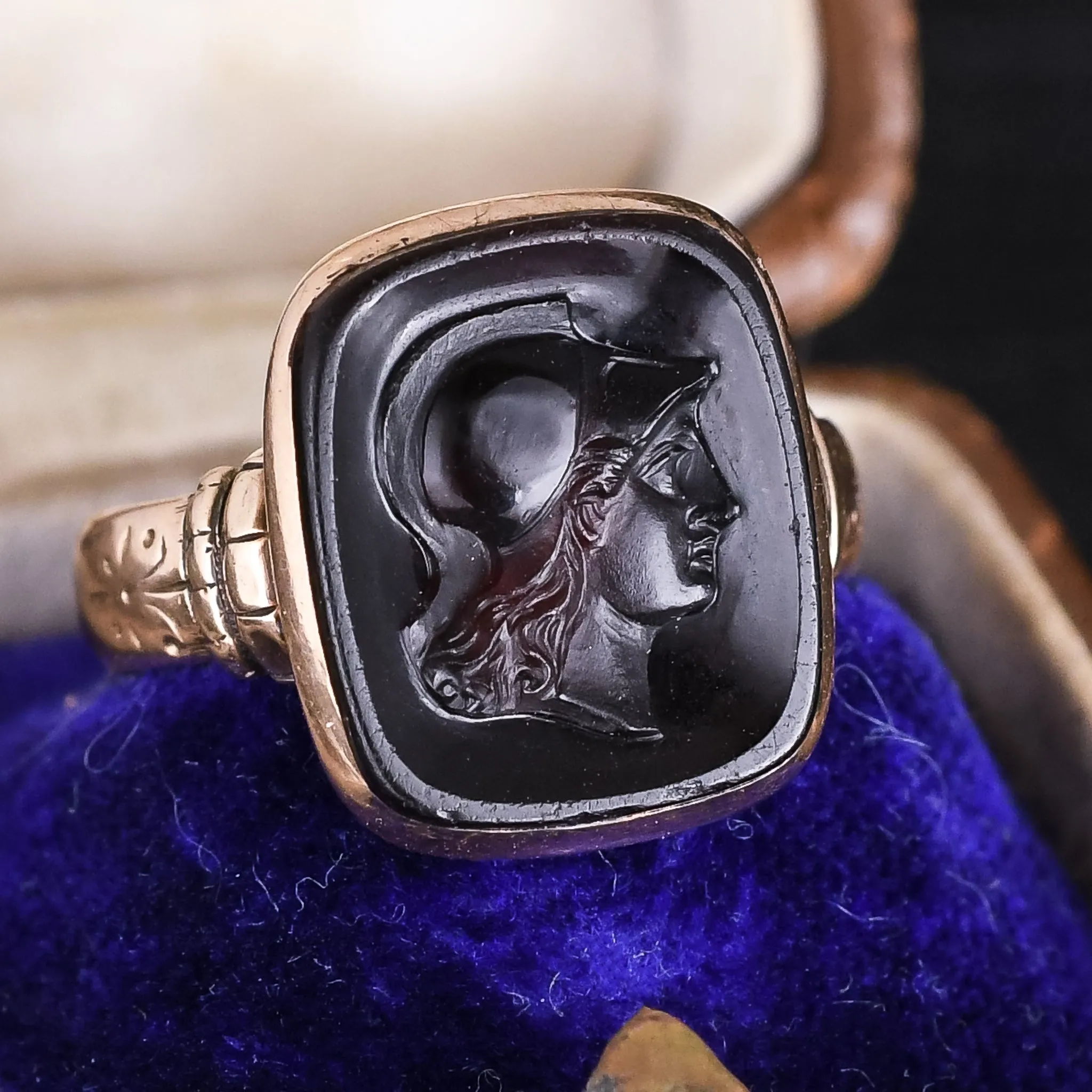 Art Deco Athena Cameo Signet Ring