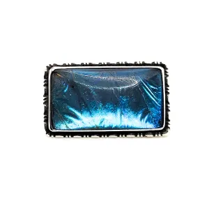 Art Deco Blue Morpho Butterfly wing sterling silver brooch made in England