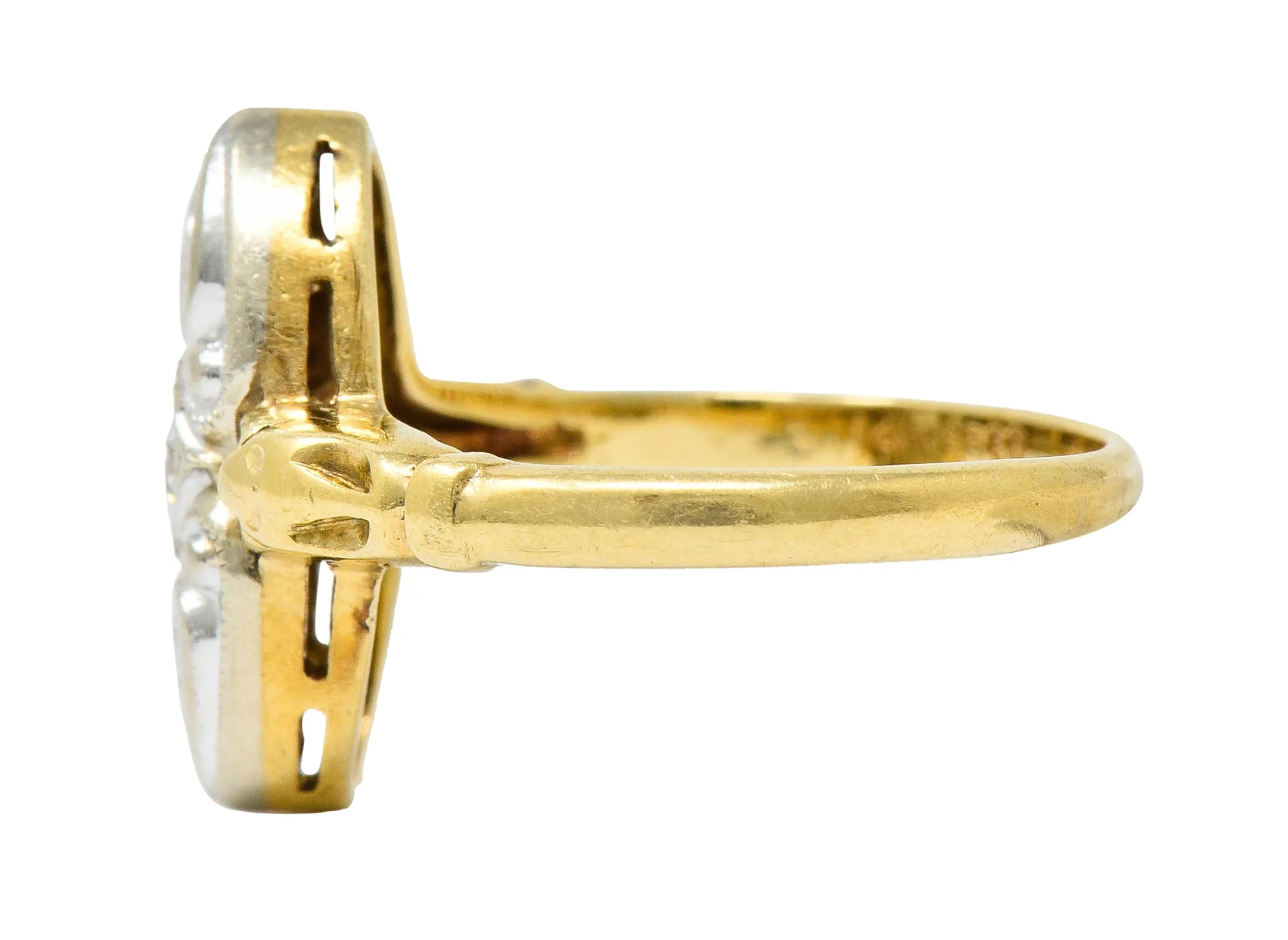 Art Deco Diamond 14 Karat Two-Tone Gold Dinner Ring