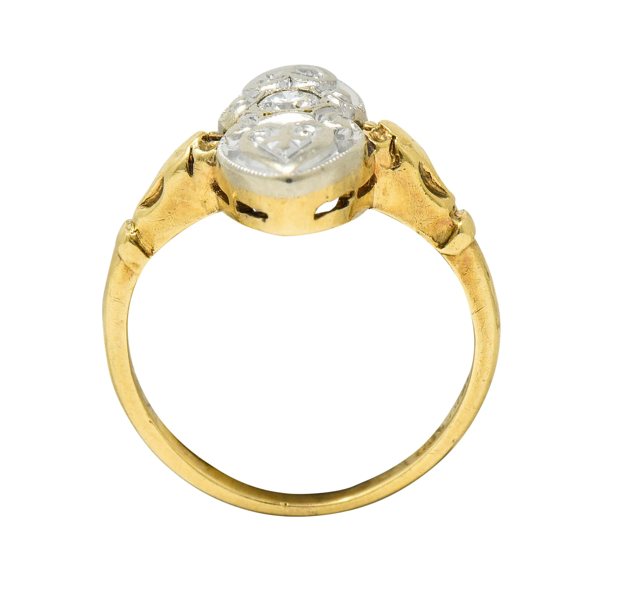 Art Deco Diamond 14 Karat Two-Tone Gold Dinner Ring