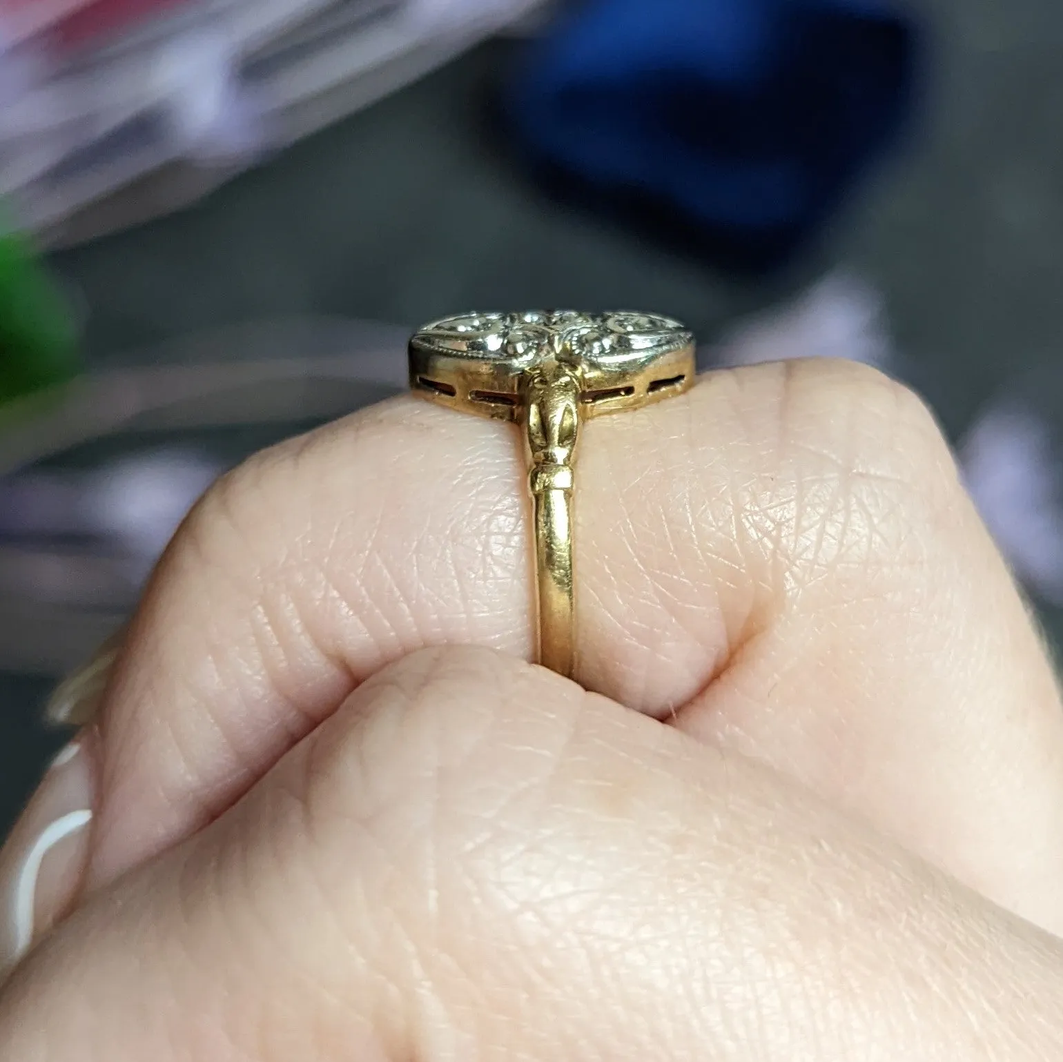 Art Deco Diamond 14 Karat Two-Tone Gold Dinner Ring