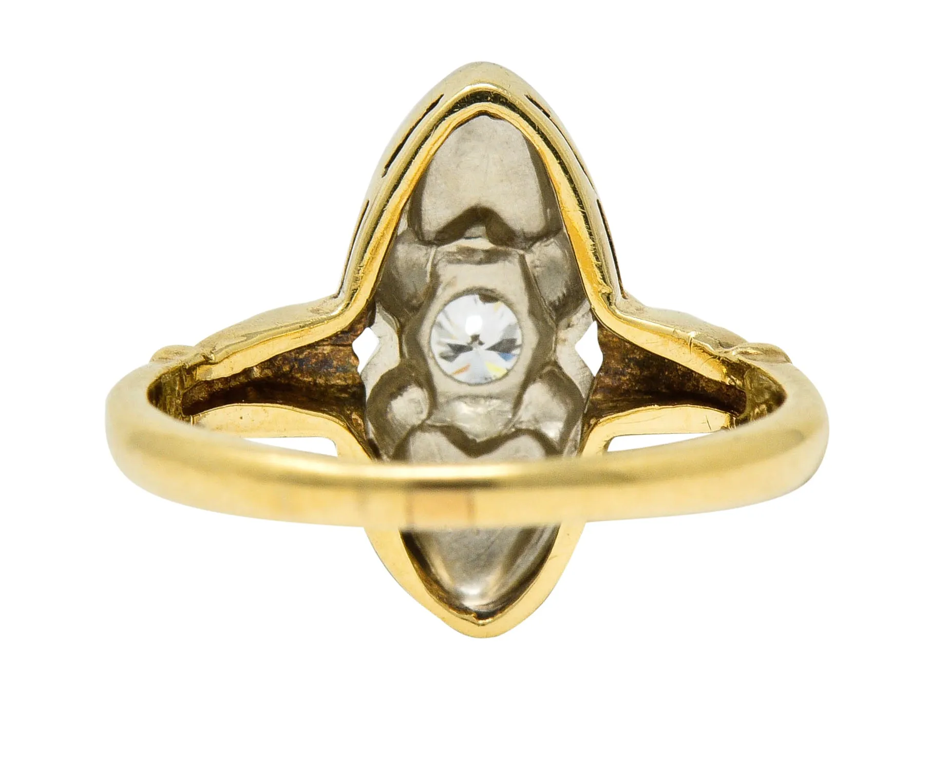 Art Deco Diamond 14 Karat Two-Tone Gold Dinner Ring