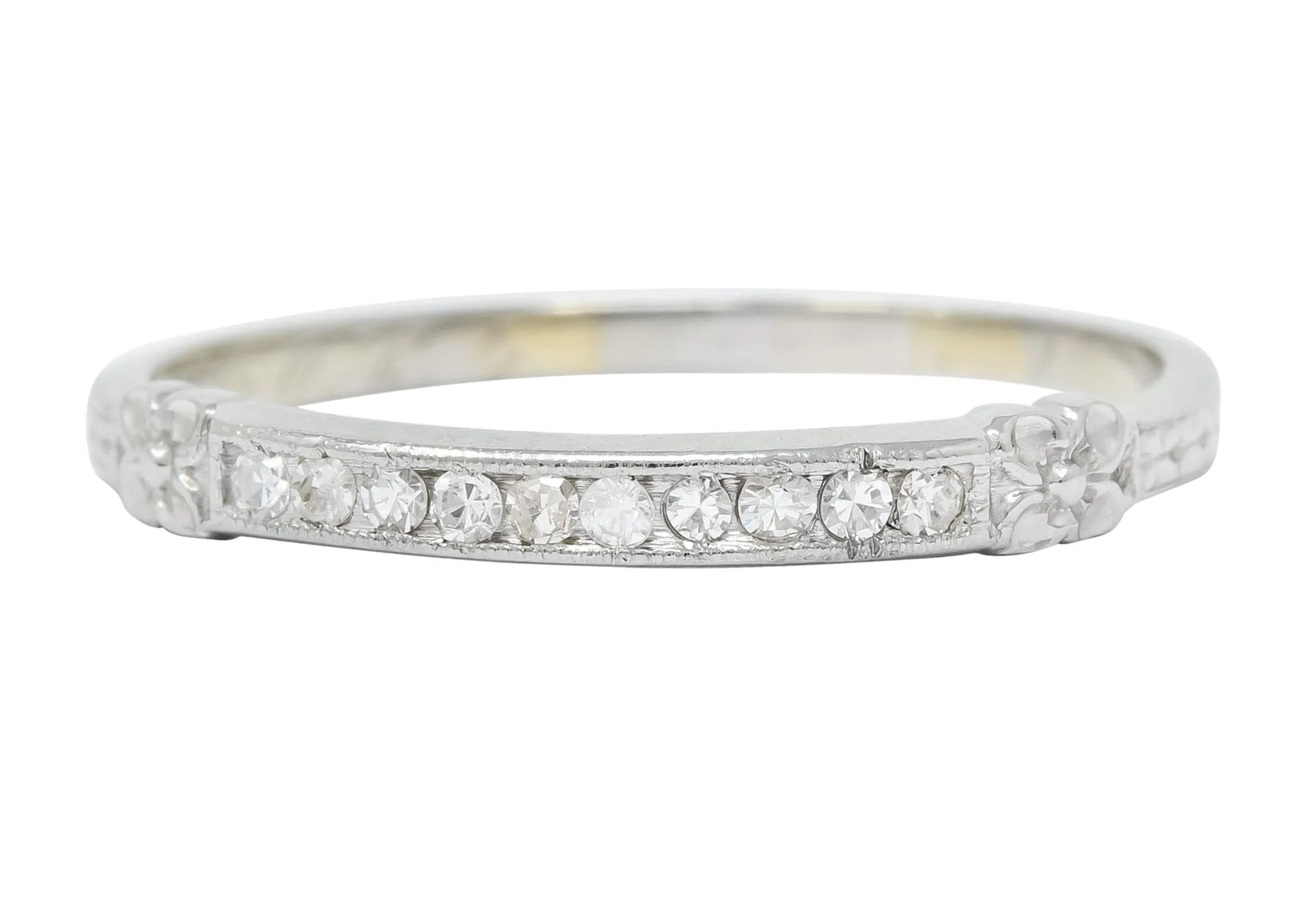 Art Deco Diamond 18 Karat White Gold Anniversary Band Ring