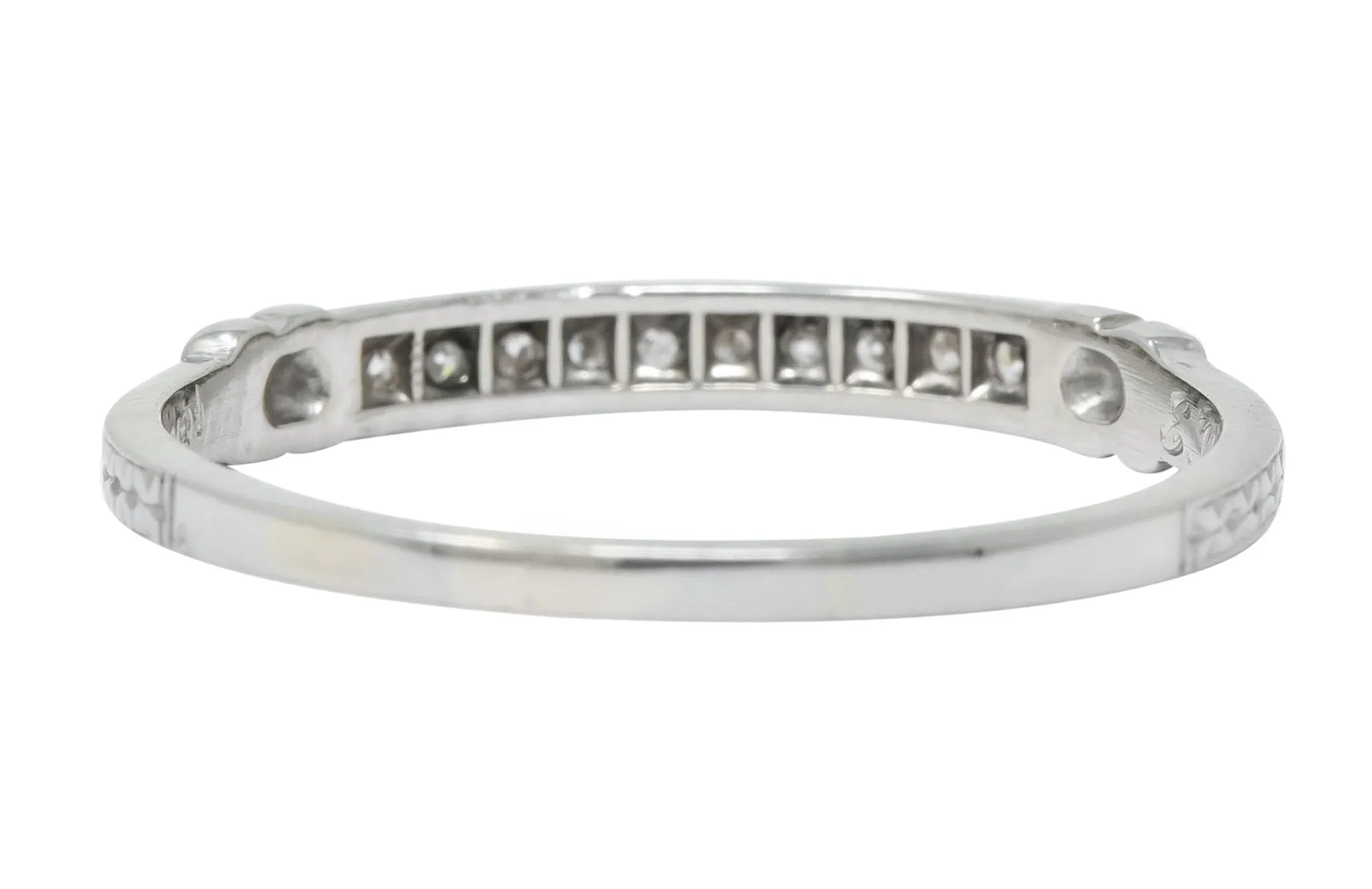 Art Deco Diamond 18 Karat White Gold Anniversary Band Ring